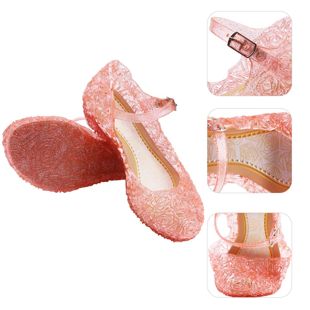 TechCity Princess Girls Sandals - Sparkly Dress Up Dance Party Shoes | Jelly Mary Janes for Toddler & Kids | Perfect for Cosplay, Birthday Parties & Playtime