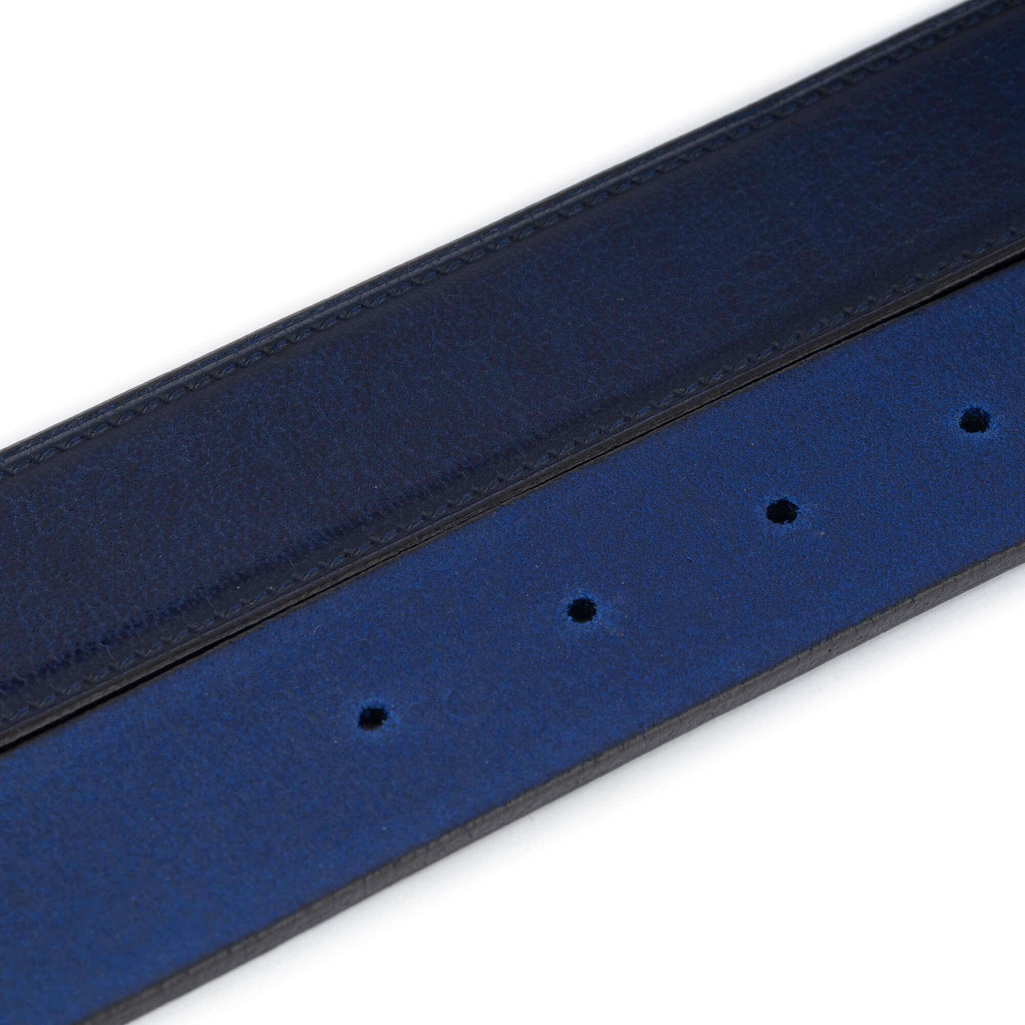 Men's Genuine Blue Leather Belt with Premade Holes - Dunhill Buckle Replacement - Perfect for Business Casual & Formal Outfits