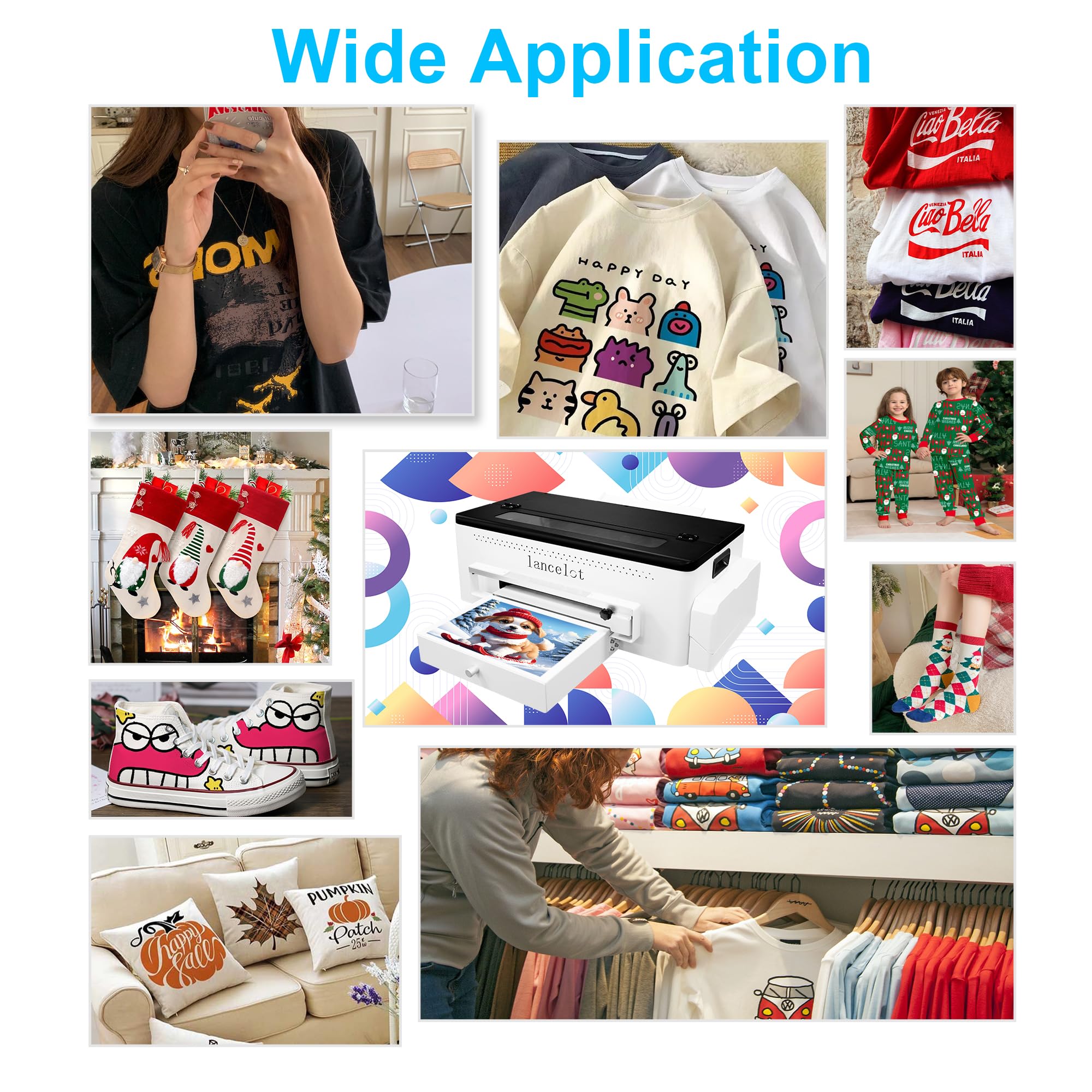 Lancelot A3 l1800 DTF Printer - Direct to Film Transfer Machine with Roll Feeder & White Ink Circulation System | Easy Operation for Dark & Light Fabric Printing | Perfect for T-Shirt, Hoodie & Textile Businesses (Includes Software, Computer & Consumables)