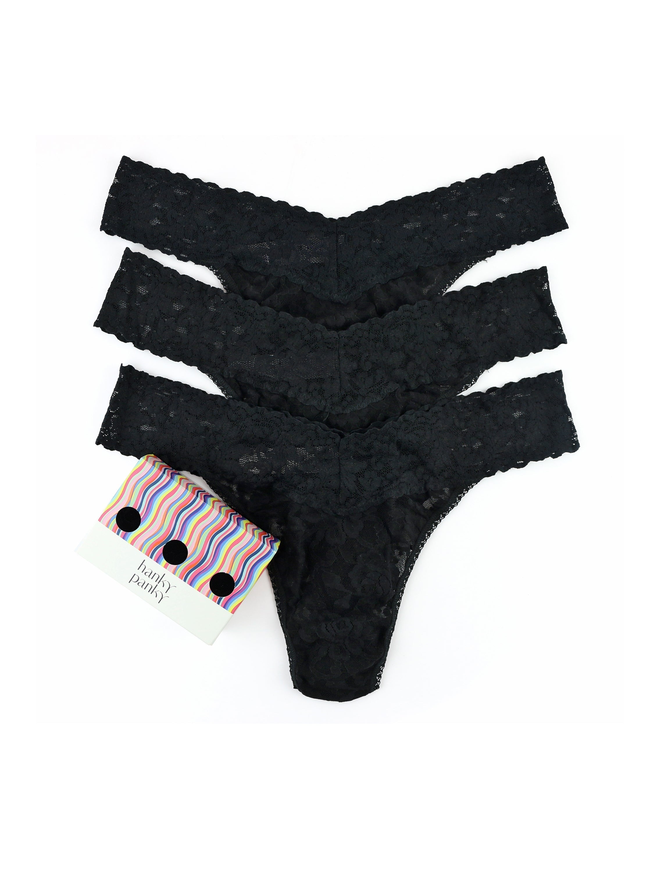 Hanky Panky Original Rise Thongs 3-Pack - Comfortable Women's Underwear for Everyday Wear, Travel & Special Occasions