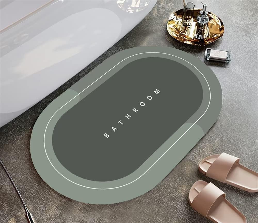 Non-Slip Quick Dry Bath Mat - Super Absorbent Diatomite Bathroom Floor Mat, Anti-Skid Shower Mat for Wet Areas, Grey (Pack of 1) - Perfect for Bathroom, Shower, Poolside & Entryway Safety