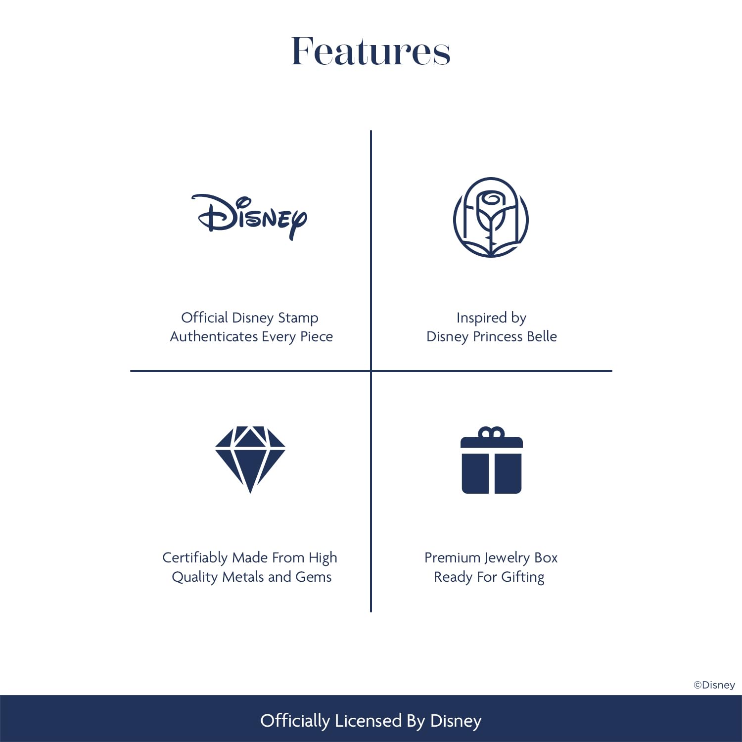 Enchanted Disney Belle Rose Ring - Sterling Silver & 10K Rose Gold with 1/5 CTTW Diamond | Fine Jewelry for Women | Perfect for Disney Fans, Weddings & Special Occasions