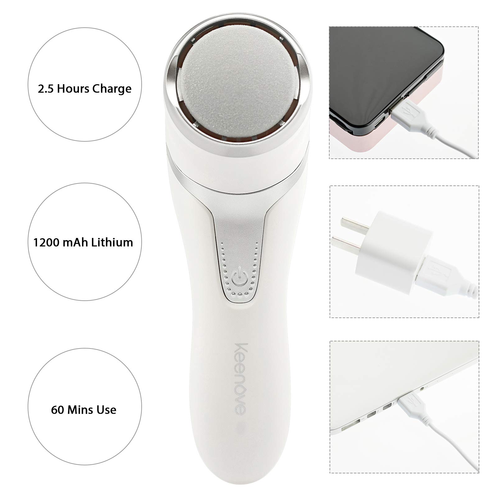 Keenove Rechargeable Electric Foot File - Dual Speed Callus Remover for Smooth Feet at Home Spa