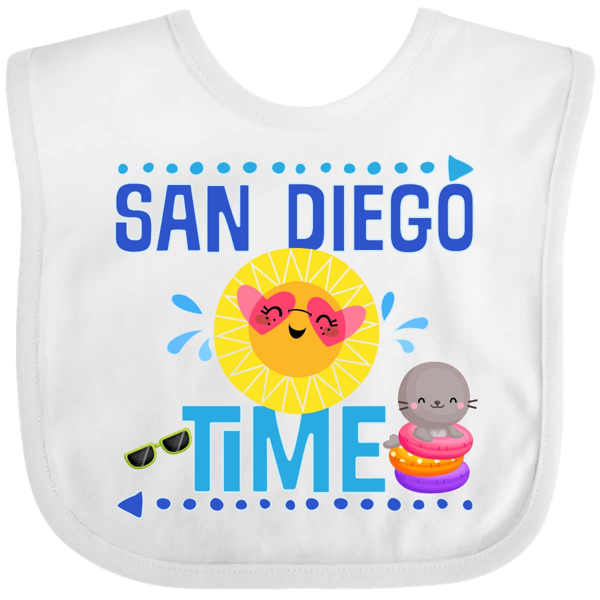 Inktastic San Diego Vacation Cute Beach Baby Bib - Soft Cotton Drool Bib for Infants & Toddlers - Perfect for Beach Trips, Summer Outings & Family Vacations