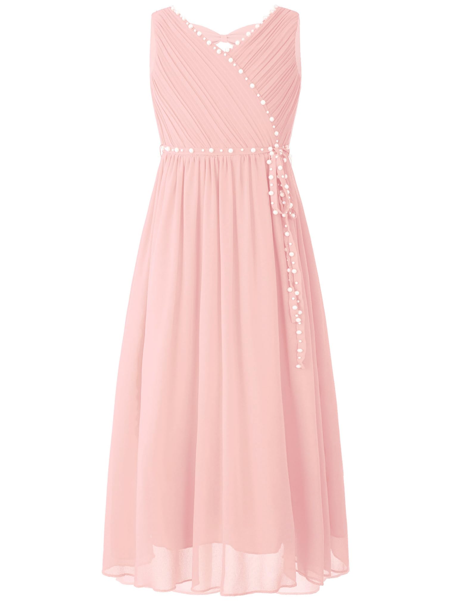 Girls Beaded Flower Girl Dress - Sleeveless A-Line Maxi Dress for Birthday, Wedding, Pageant Party - Perfect for Flower Girls, Bridesmaids & Special Occasions