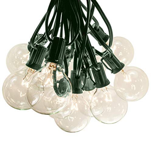 100 Foot G50 Clear Bulbs - Green Wire