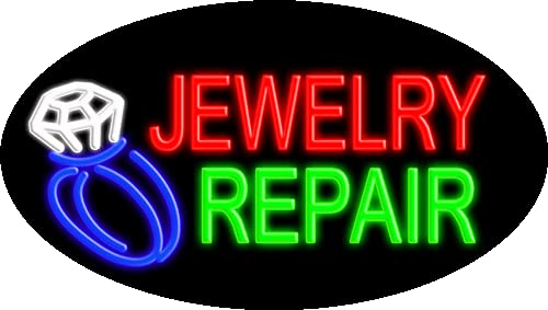 Jewelry Repair Glass Neon Sign #14351 - Handcrafted in USA | Perfect for Jewelry Shops, Boutiques & Home Decor