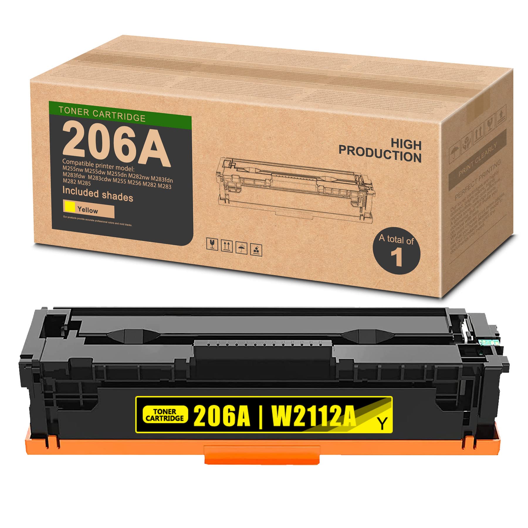 Compatible HP M256 M282 M255 M283 Toner Cartridge Replacement (Yellow, 1-Pack) - Works with HP M255dn/dw/nw, M282nw, M283cdw/fdn/fdw Printers | Ideal for Home & Office Printing Needs