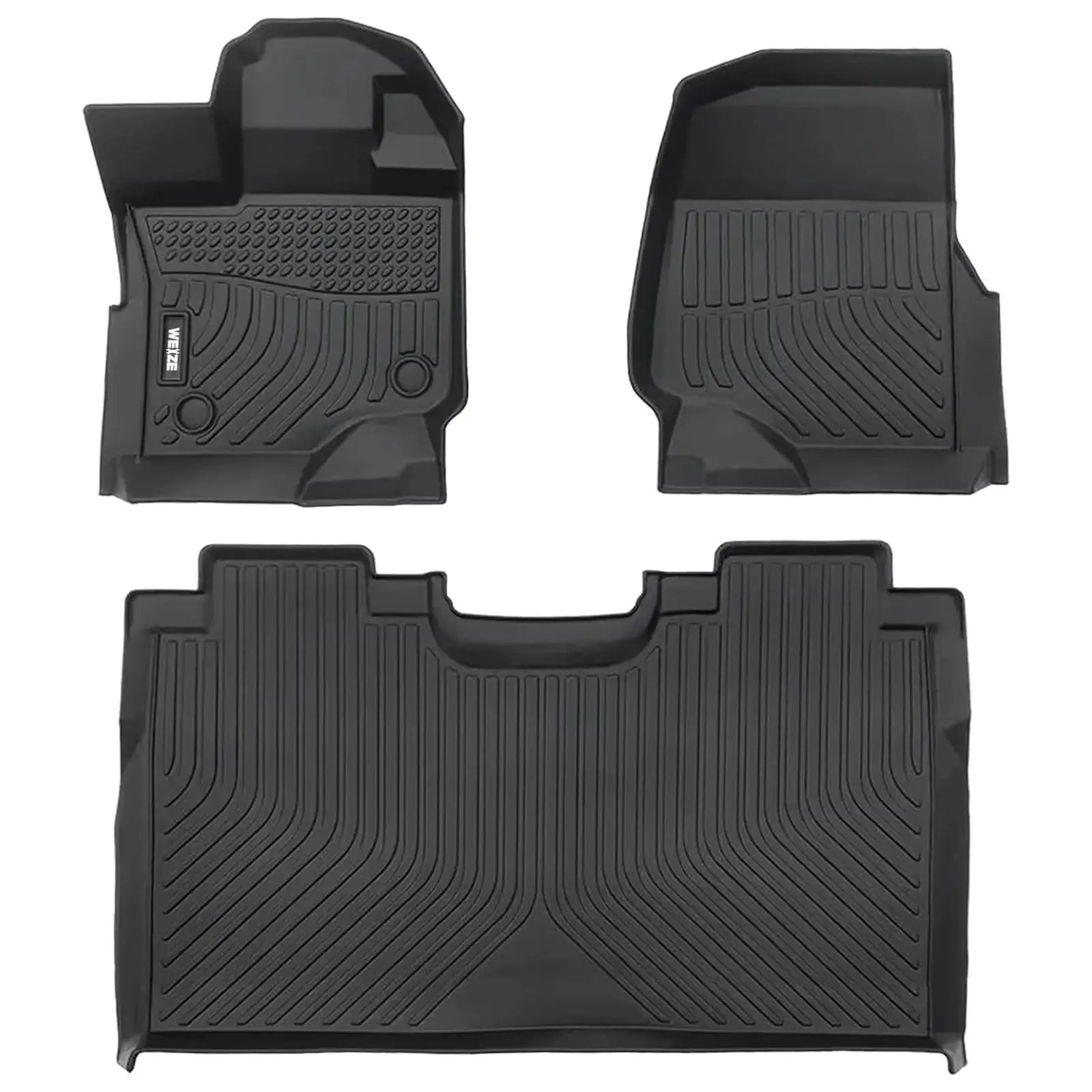WEIZE All-Weather TPE Floor Mats for Ford F-150 & F-150 Lightning SuperCrew Cab 2015-2024 - 1st & 2nd Row Seat Liners, Black | Heavy Duty Protection for Mud, Snow & Spills | Perfect for Off-Roading, Work Trucks & Family Adventures