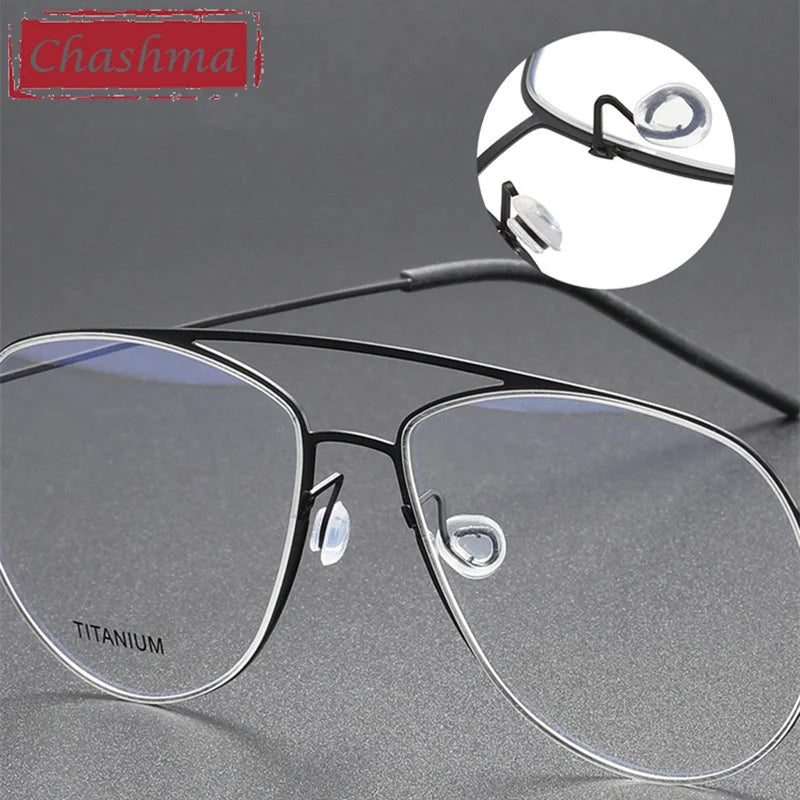 Titanium Eyeglasses for Men - Full Rim Oval Double Bridge Frame 45507 | Lightweight & Durable | Perfect for Work, Reading & Everyday Use