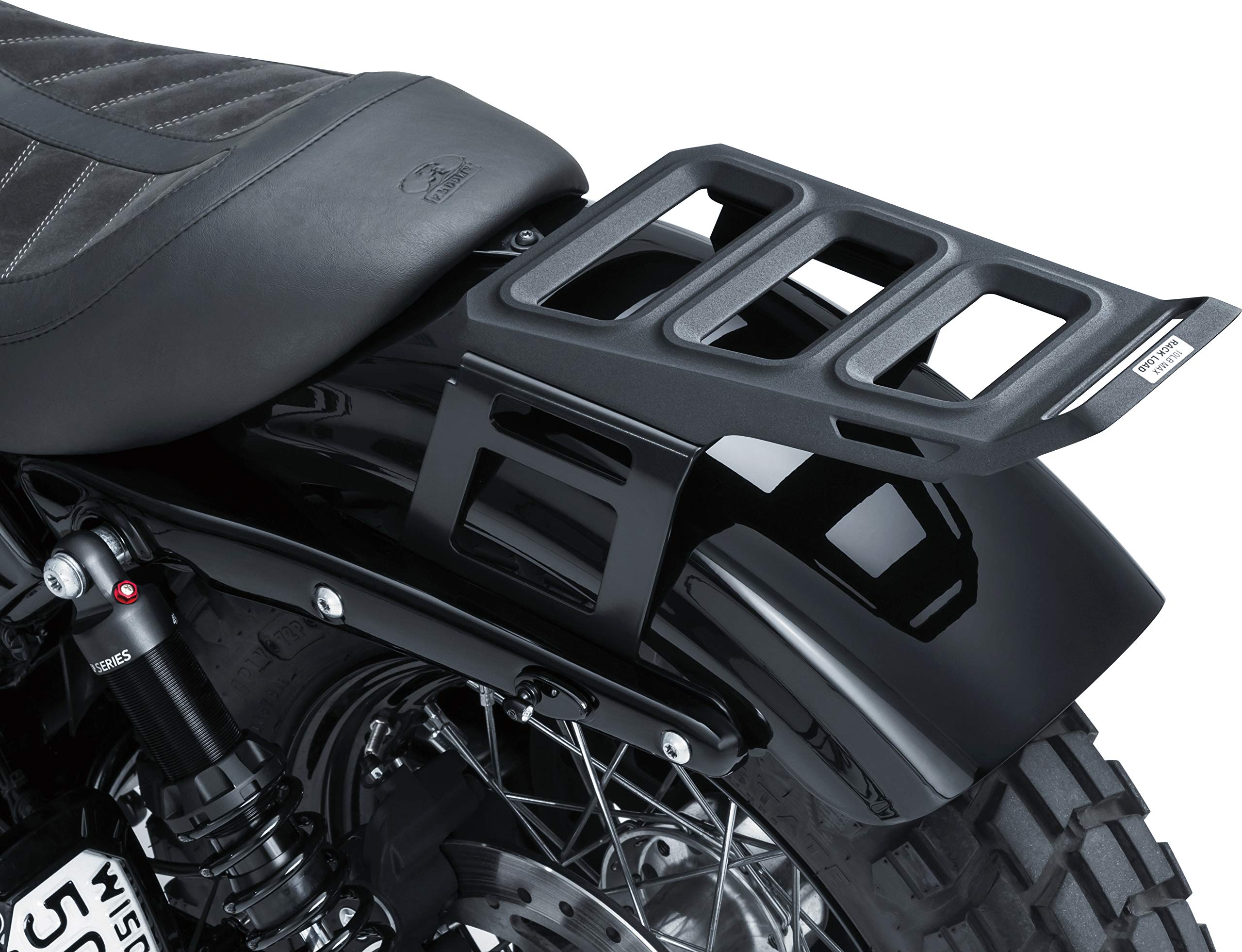 Kuryakyn 6665 Dillinger Fixed Mount Motorcycle Luggage Rack for 2004-2019 Harley-Davidson XL Models | Satin Black Storage Accessory | Perfect for Long Rides & Touring