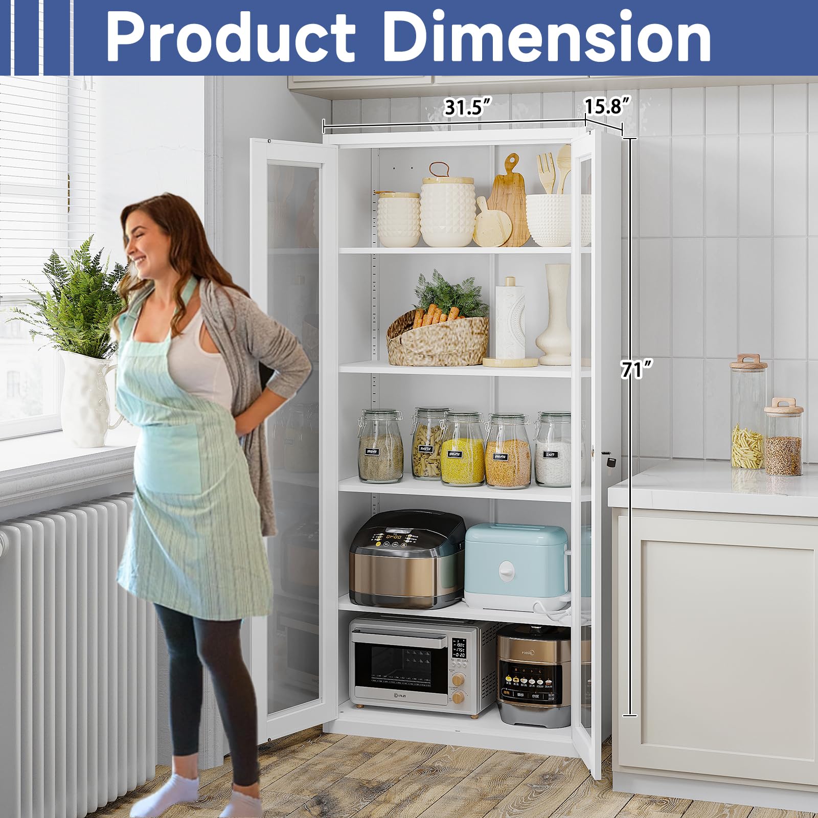 Glass Display Cabinet with 4 Adjustable Shelves - 71