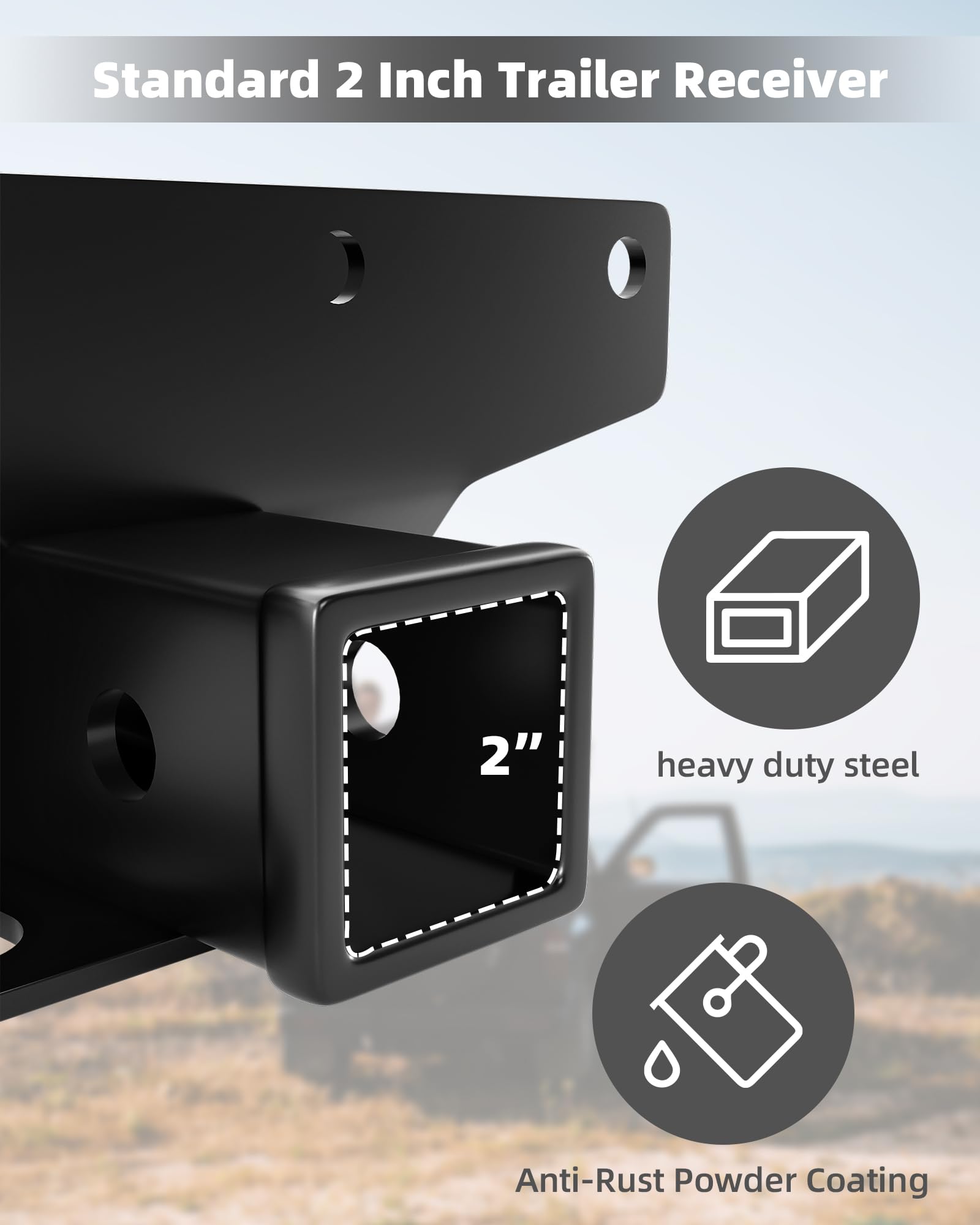 GARVEE 2 Inch Heavy Duty Rear Bumper Towing Trailer Hitch Receiver for 2007-2018 Jeep Wrangler JK 2 & 4 Door Unlimited - Includes Wiring Harness - Perfect for Off-Roading, Towing Trailers & Camping Adventures