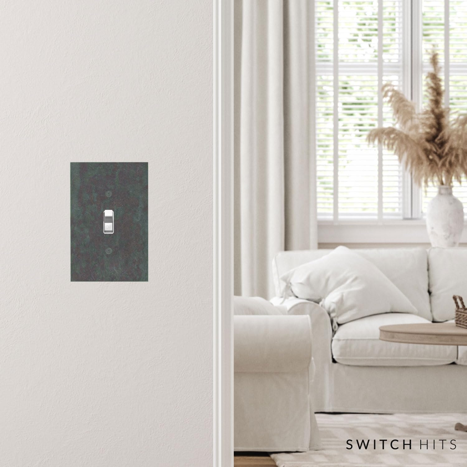 Decorative Electrical Switch Plate Cover - 1 Gang Single Toggle Light Switch Outlet Wall Plate (3.25”x5”) in Natural Vermont Slate Earth Tone | Durable Faceplate for Home, Office & Commercial Use | Rustic Decor Upgrade for Living Room, Bedroom & Kitchen