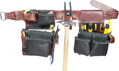 Occidental Leather B5625 Large Green Building Framer Tool Belt Set - Heavy Duty Black Leather Carpenter Belt for Construction Workers - Perfect for Framing, Roofing & General Contracting Work
