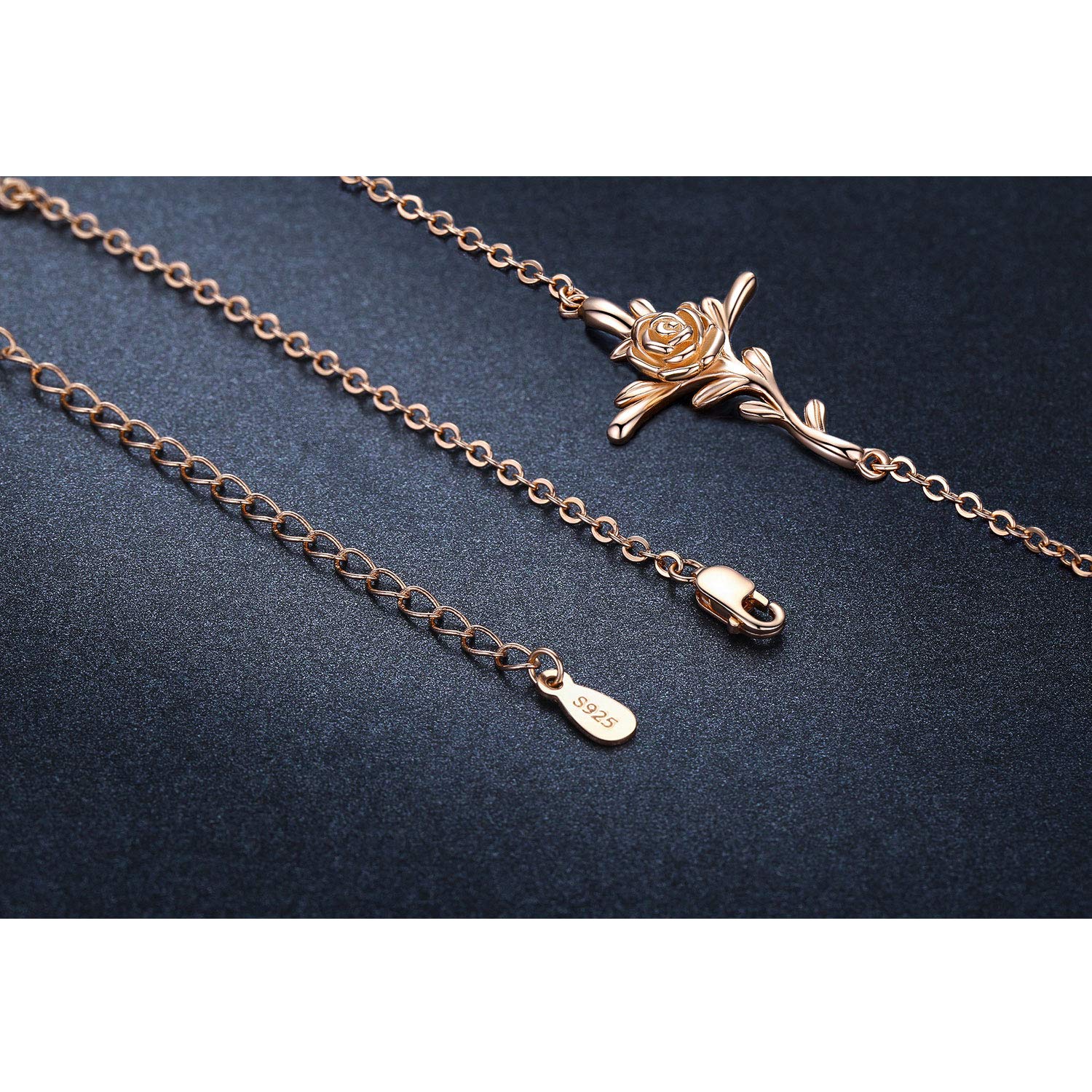 CUOKA MIRACLE Cross Bracelet - S925 Sterling Silver Rose Flower Bracelet with Rose Gold Plating, Religious Jewelry for Women, Men & Teens - Perfect Christmas Gift, Baptism, Confirmation & Everyday Faith Wear