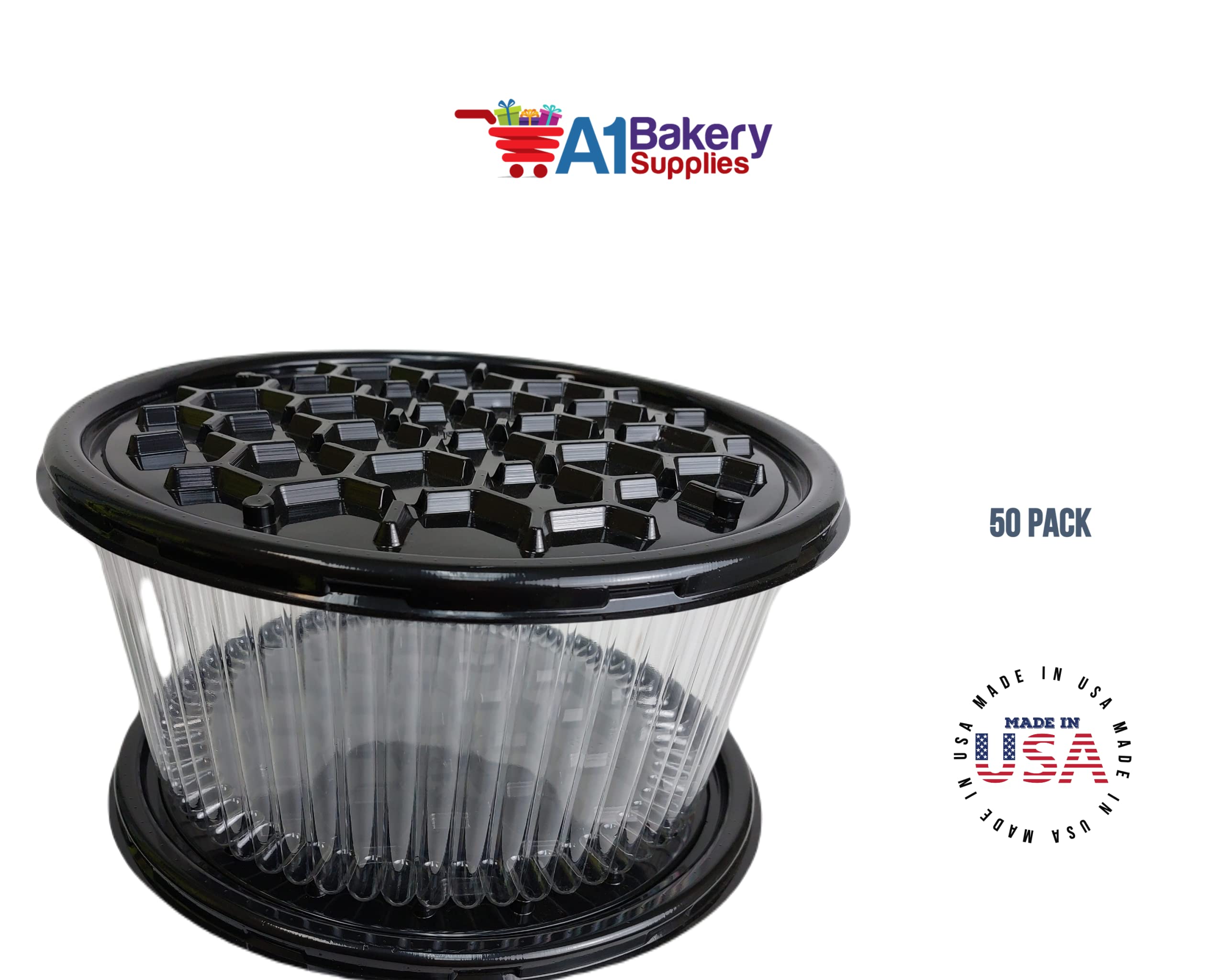 A1 Bakery Supplies 10-11 Inch Clear Cake Dome with Base - 50 Pack Double Layer Display & Storage Container for Wedding, Birthday, and Dessert Showcase