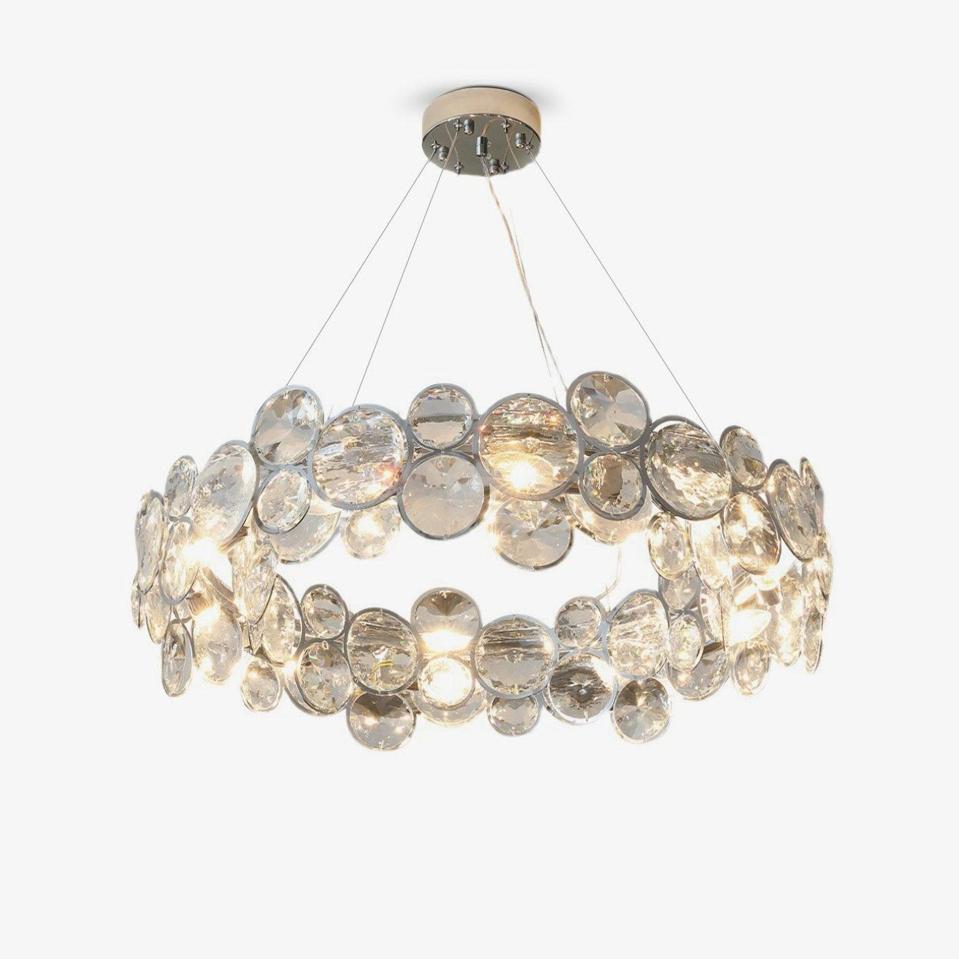 Elegant Chrome Round Crystal Chandelier - Modern Ceiling Light Fixture for Dining Room, Bedroom & Living Room Decor
