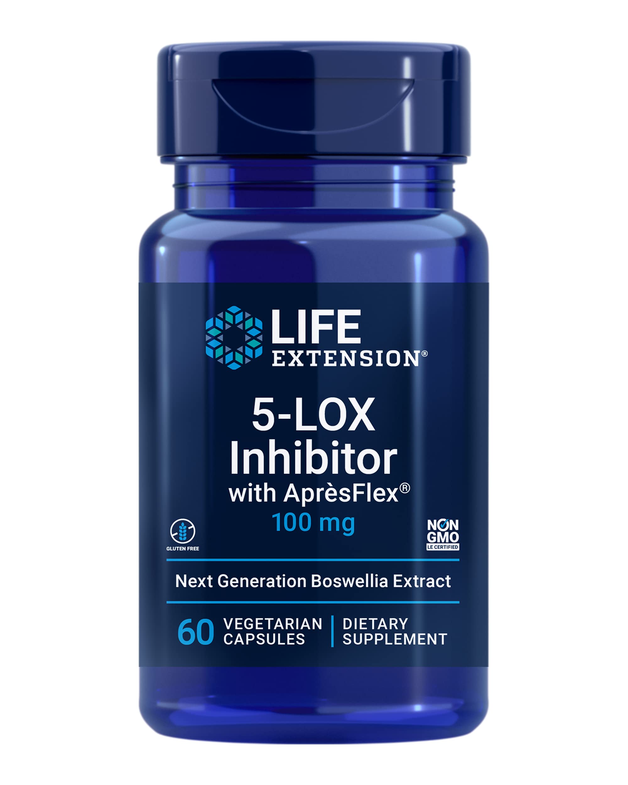 Life Extension 5-LOX Inhibitor with AprèsFlex - 100mg Joint Health Supplement | Gluten-Free, Non-GMO | 60 Vegetarian Capsules for Arthritis & Mobility Support - Ideal for Active Adults & Seniors