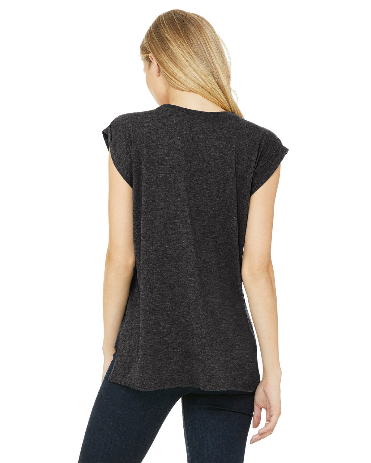 Bella + Canvas 8804 Women's Flowy Muscle Tee with Rolled Cuff Sleeves - Soft & Comfortable Casual T-Shirt for Gym, Yoga, and Everyday Wear