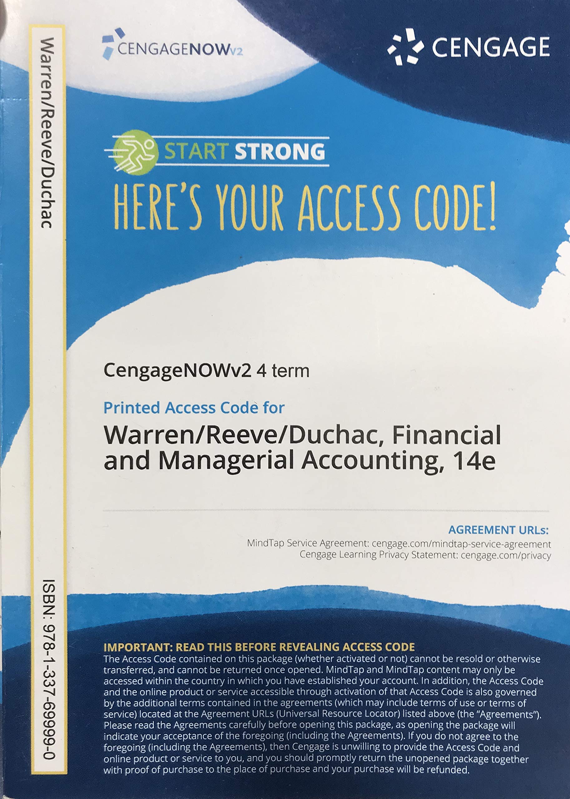 Cengage Access Card for Financial and Managerial Accounting 14th Edition - Digital Textbook & Study Tools for College Accounting Courses | Perfect for Online Learning, Homework & Exam Prep