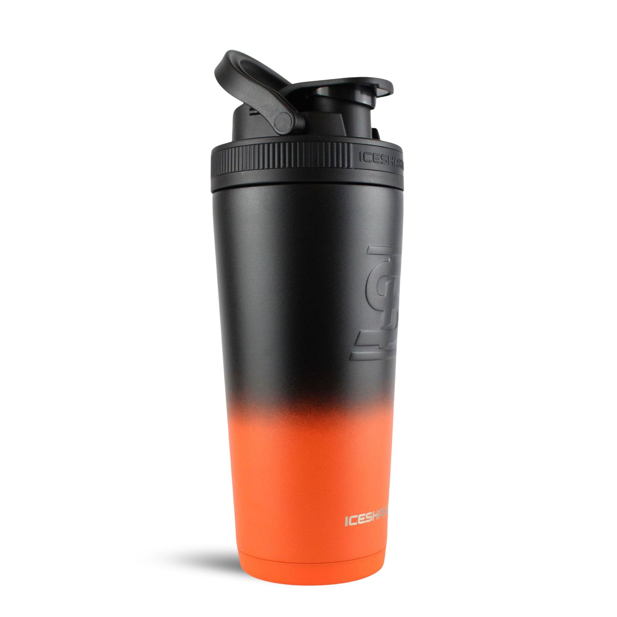26oz Insulated Ice Shaker Bottle - Orange Black Ombre Gradient for Gym, Workout & Protein Drinks | Leakproof & BPA Free | Perfect for Fitness, Bodybuilding & Post-Workout Recovery