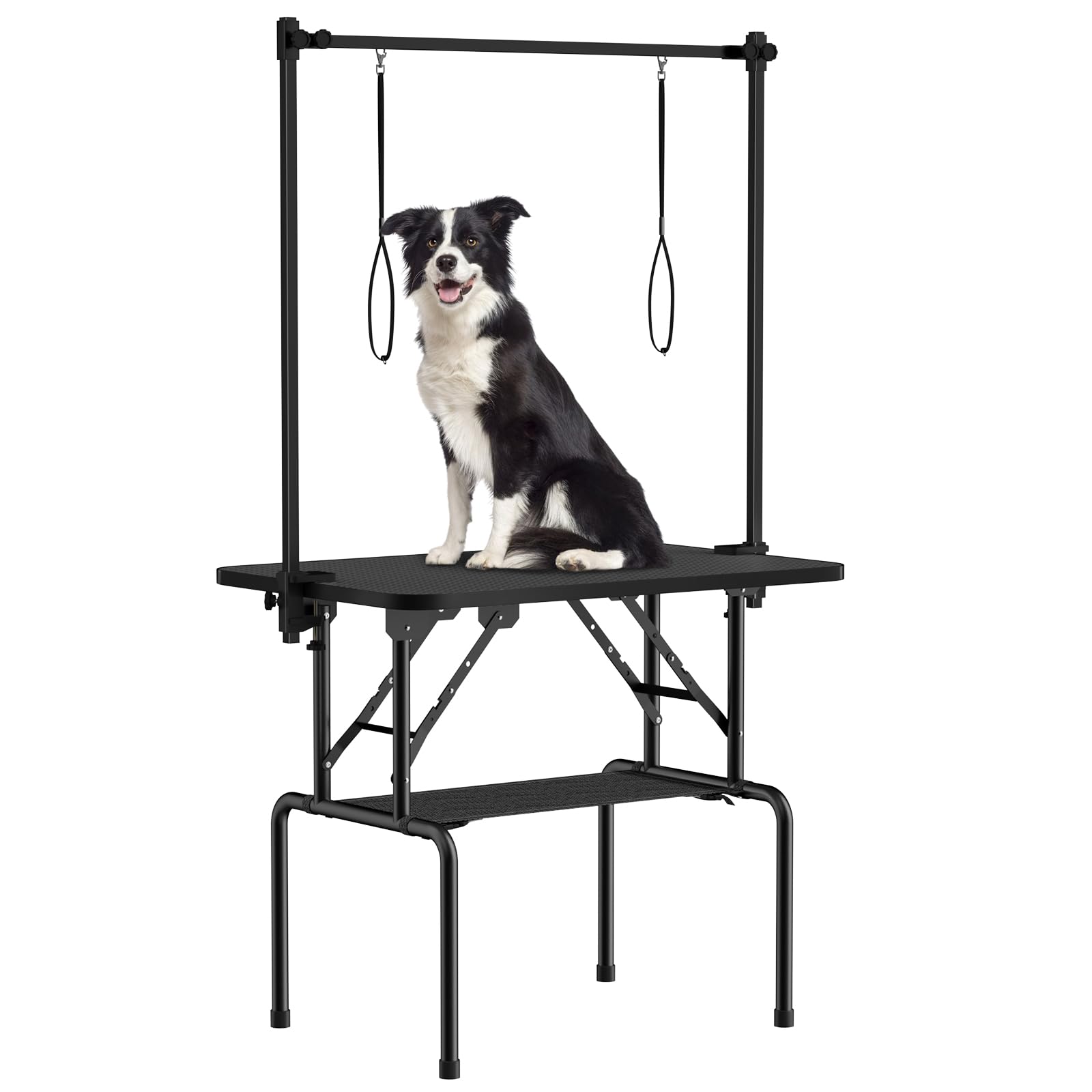 ROOMTEC 36 Inch Foldable Dog Grooming Table with Adjustable Arm, Nooses & Mesh Tray - Professional Pet Grooming Station for Home Use, Perfect for Bathing, Trimming & Styling Small to Medium Dogs