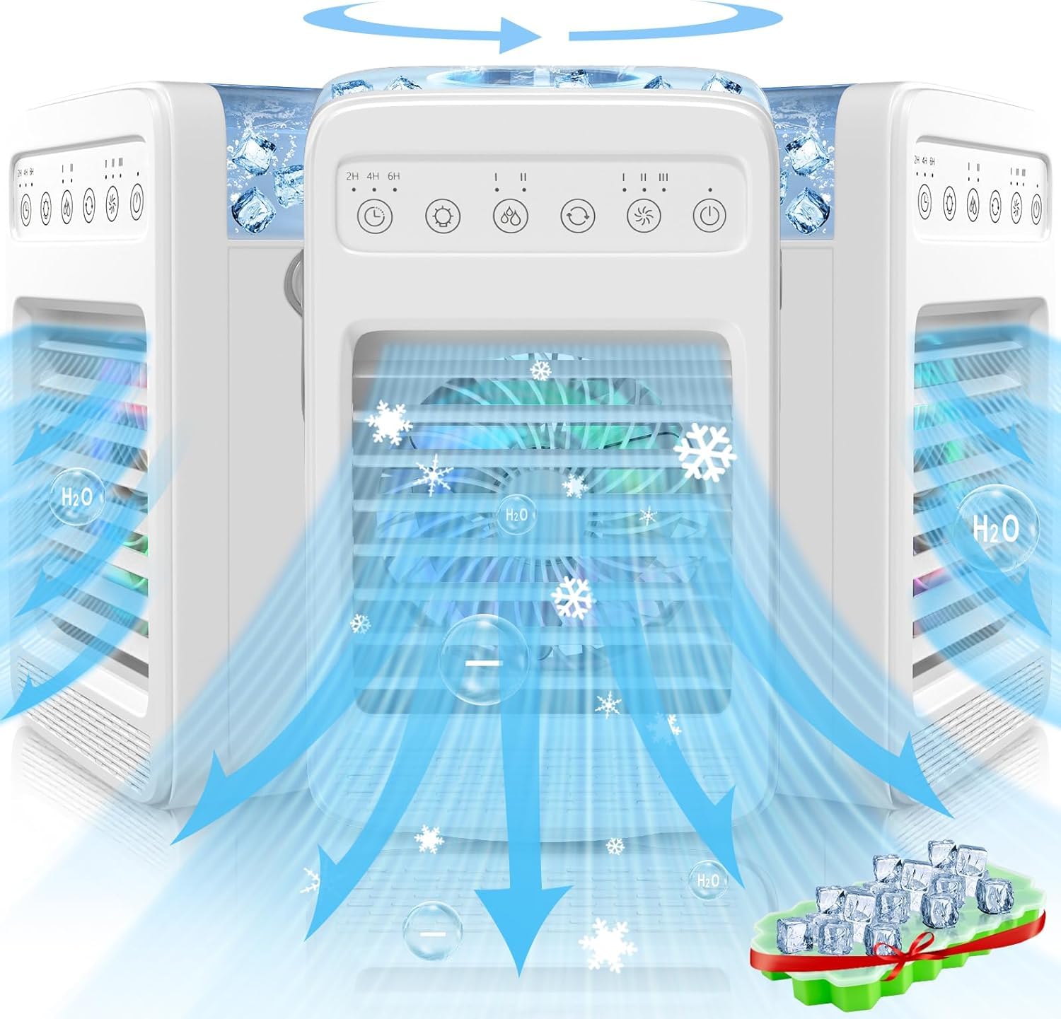 Portable Air Conditioner for Small Room - Mini AC with Timer, 4 Speeds & 2 Cool Mist Modes, Oscillating Personal Air Cooler - Perfect for Bedroom, Office, Dorm & Home Use