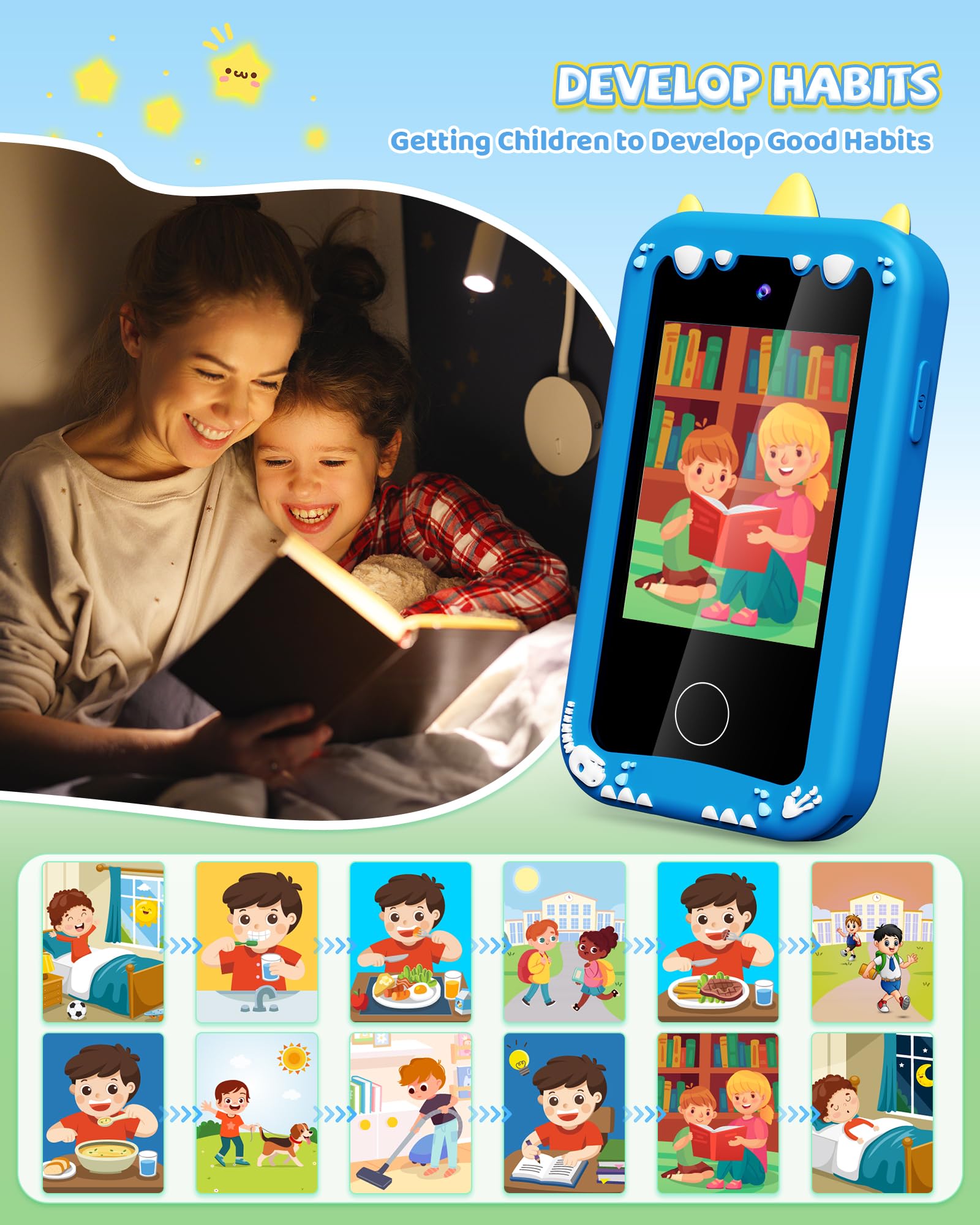 UCIDCI Kids Learning Smart Phone Toy - Interactive Touchscreen Pretend Phone for Boys & Girls Ages 3-8 | Dinosaur-Themed Educational Toy | Perfect Birthday Gift for Toddlers | Pretend Play, Early Learning & Role-Playing Scenarios