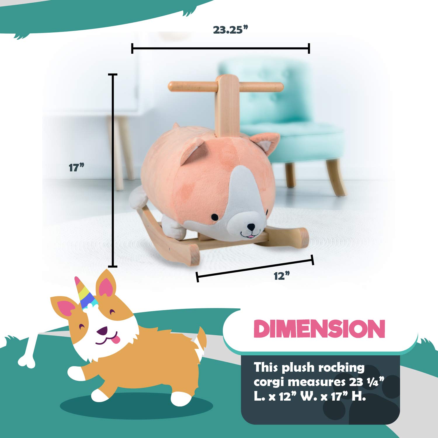 Corgi Dog Rocker - Adorable Wooden Rocking Toy for Kids & Pets | Perfect for Playtime, Nursery Decor & Gift Giving