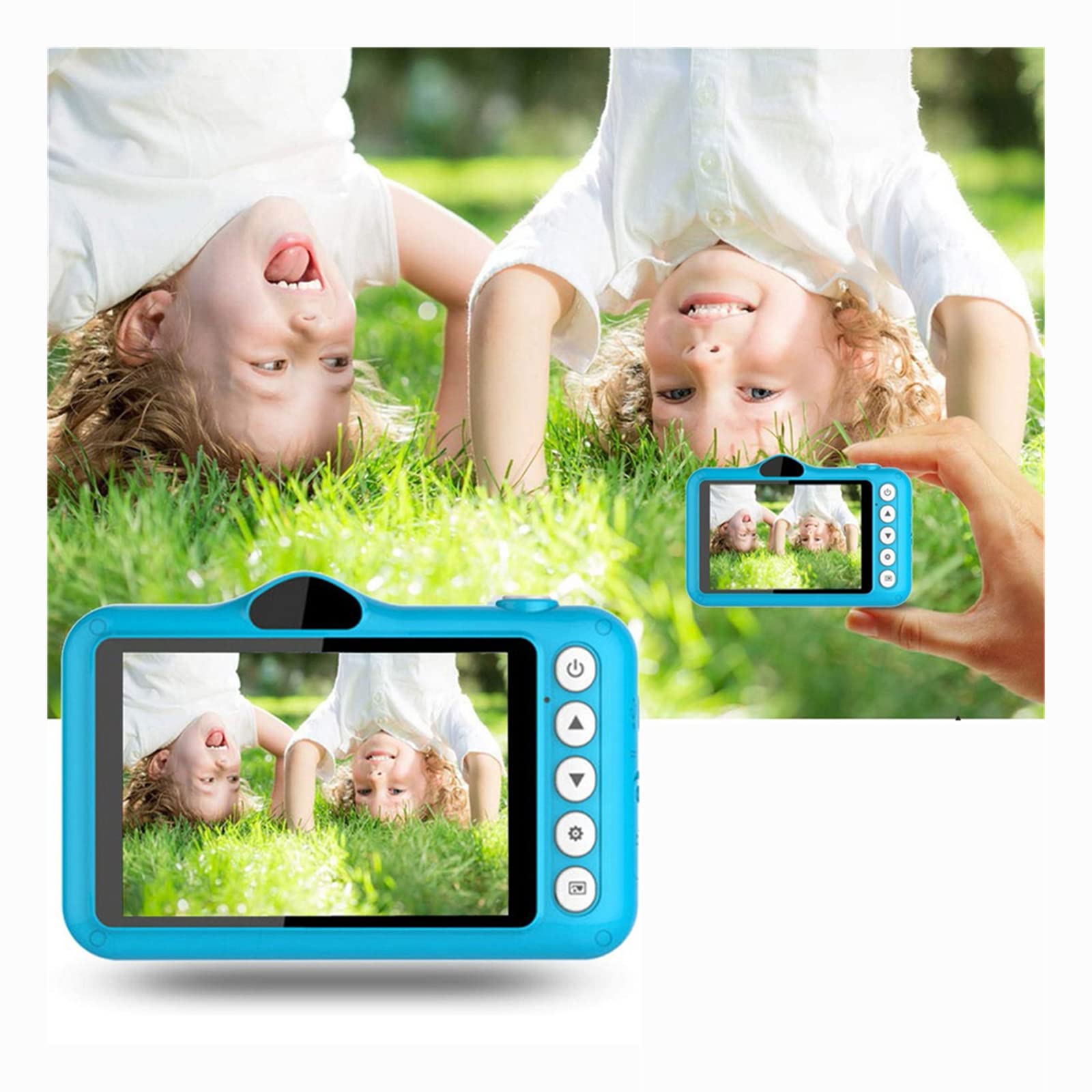 Kids Digital Camera for Boys & Girls - 3.5 Inch HD Screen, Rechargeable, Dual Lens 2MP Selfie Camera for Toddlers Ages 3-10 | Perfect Christmas & Birthday Gift (Blue) - Great for Travel, Parties & Learning Photography