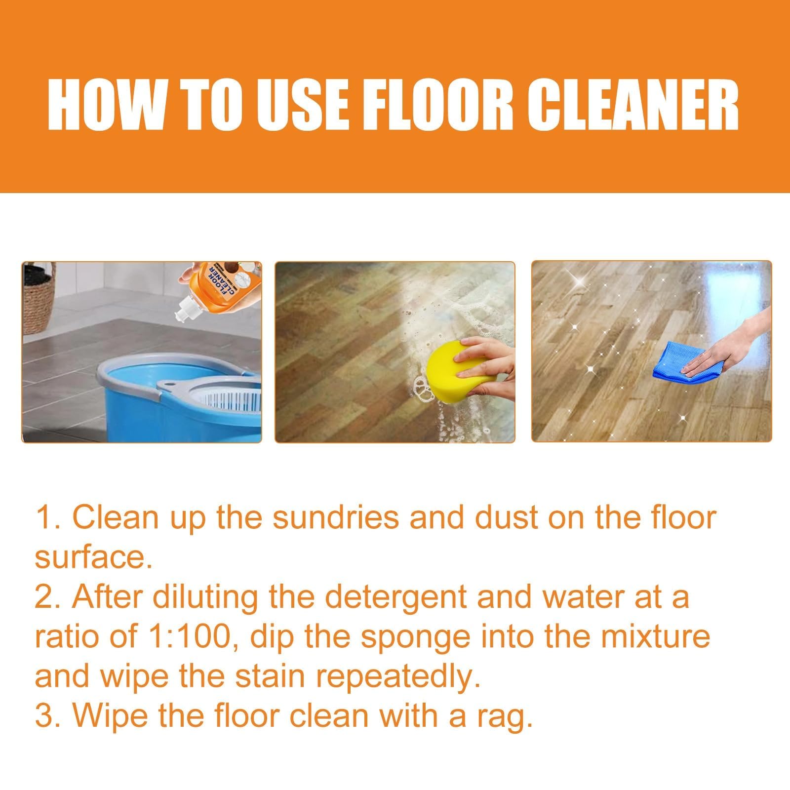 LXCJZY Multi-Purpose Floor Cleaner Concentrate - Powerful Stain Remover for Wood & Tile Floors - All-Natural Cleaning Solution (1 Pack) - Perfect for Kitchen, Bathroom & High-Traffic Areas