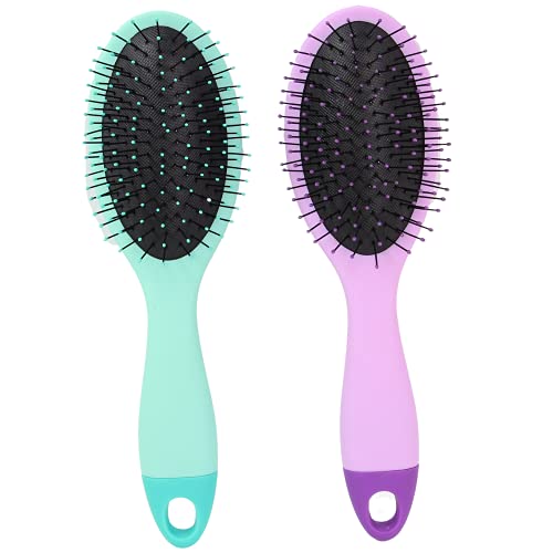 Best Hair Brush for Women - Detangling Comb for All Hair Types, Non-Slip Handle (Purple & Teal) - Perfect for Wet/Dry Hair, Styling & Salon Use