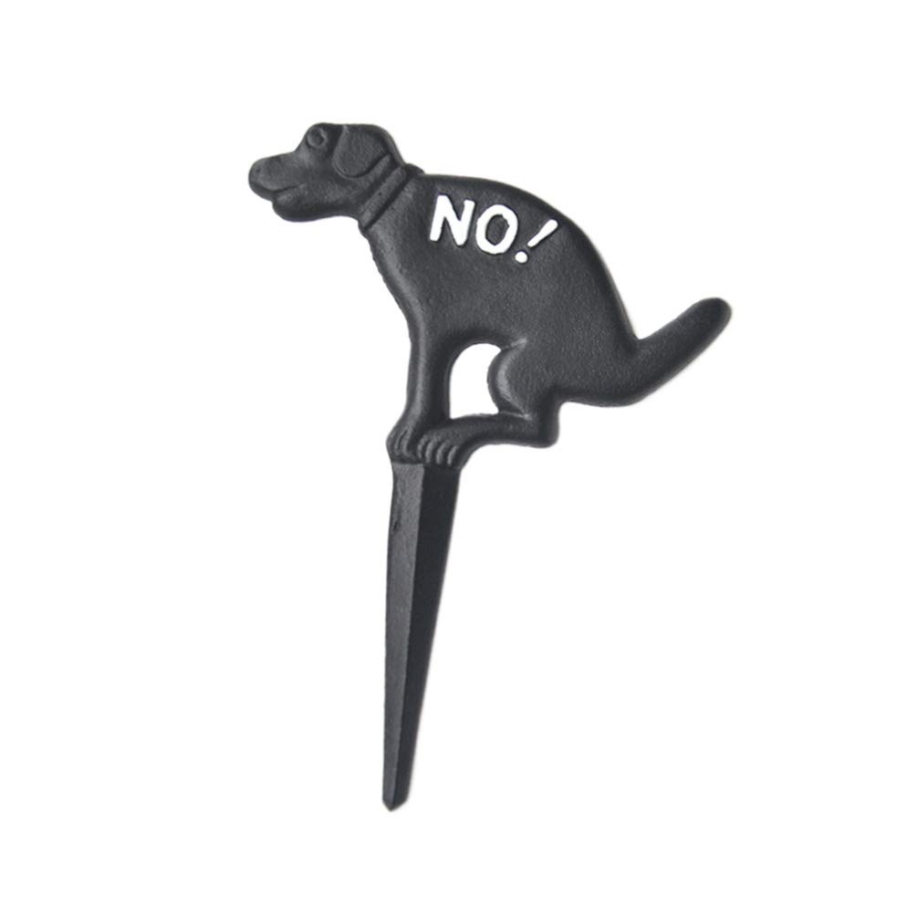 Vintage Cast Iron No Pooping Dog Yard Sign - Rustic Puppy Grass Insert for Lawn & Garden Decor - Perfect for Pet-Friendly Yards & Outdoor Spaces