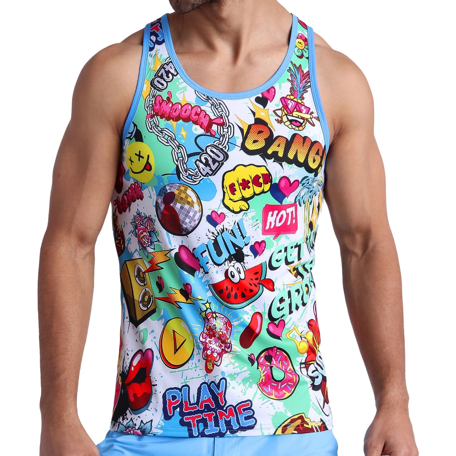 Bang Men's Muscle Tank Top - Sleeveless Workout Shirt for Gym, Fitness & Bodybuilding - Breathable Athletic Wear for Training, Running & Nightclubbing