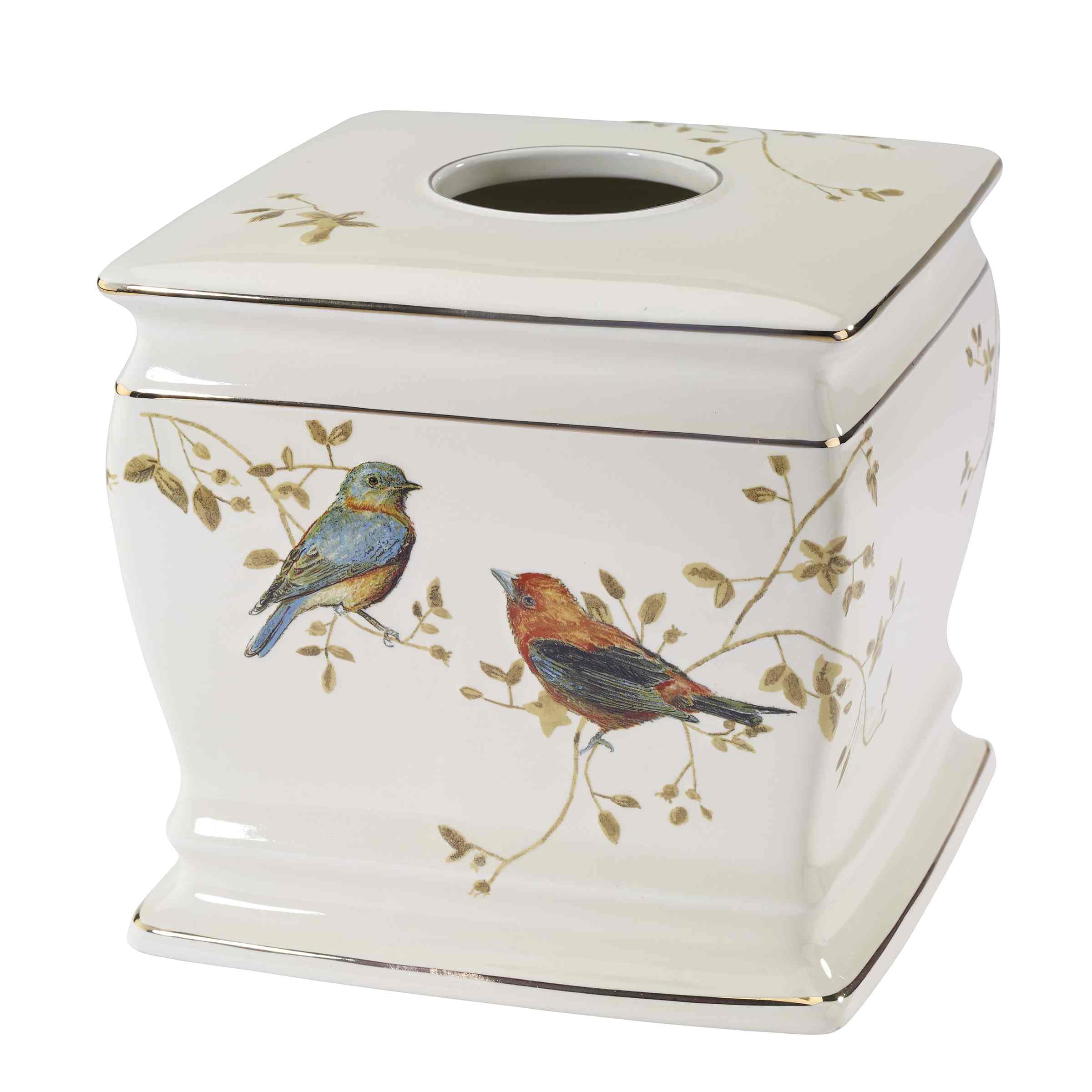 Avanti Linens Decorative Tissue Box Cover - Nature Inspired Home Decor for Countertops, Gilded Birds Collection | Perfect for Living Room, Bedroom & Bathroom Décor