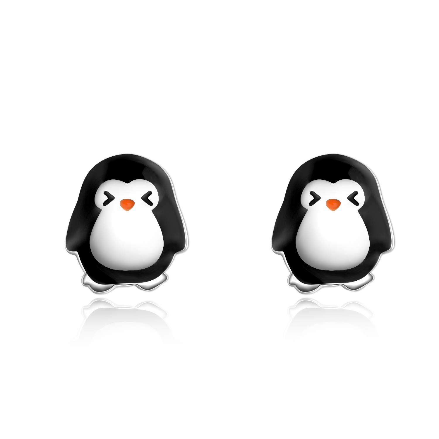 Sterling Silver Penguin & Panda Stud Earrings for Women - Cute Animal Jewelry with Paw Print Design - Perfect for Casual Wear, Gifts, and Animal Lovers