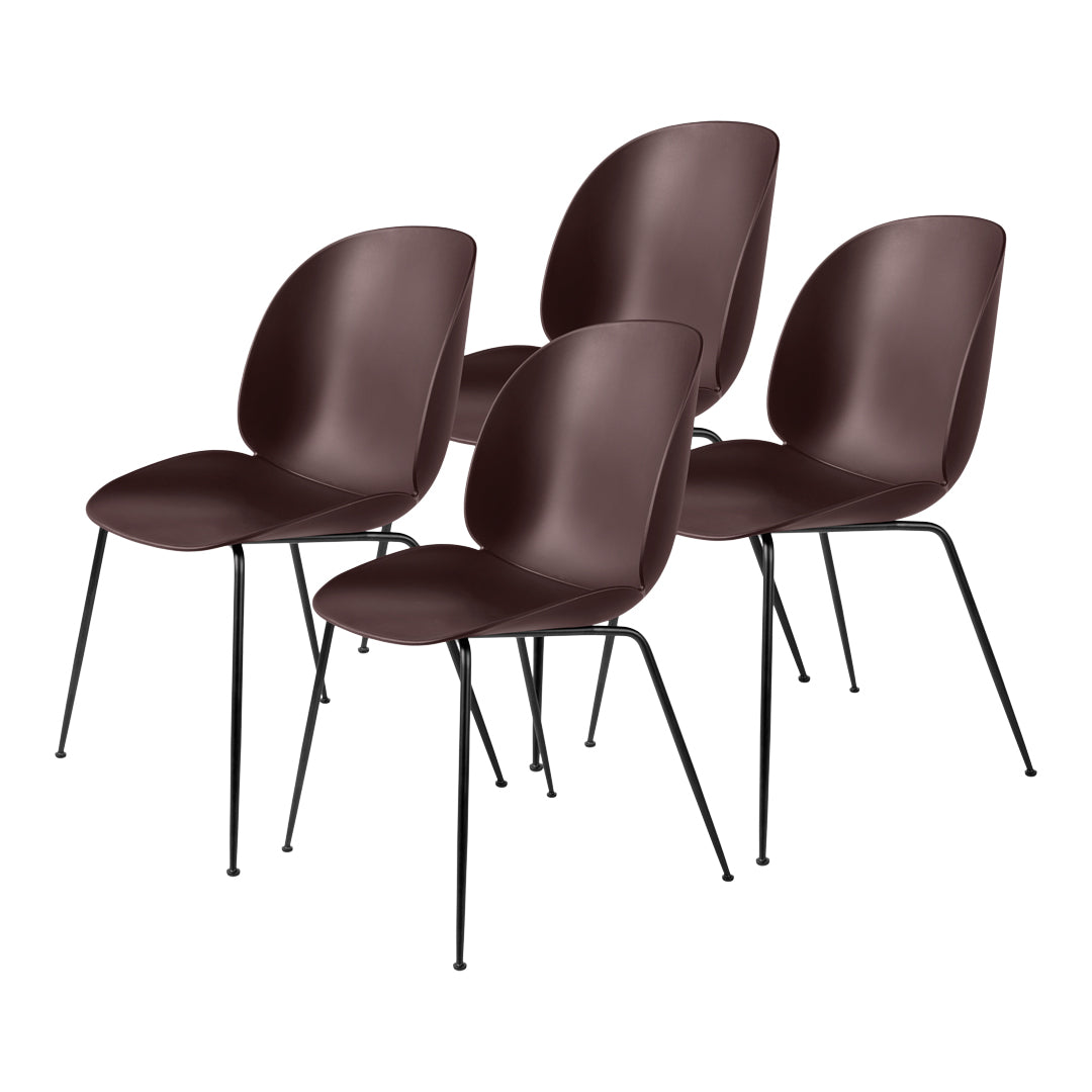 Modern Beetle Dining Chairs Set of 4 - Minimalist Conic Base Design, Unupholstered Wooden Seats - Perfect for Kitchen, Dining Room & Small Space Decor