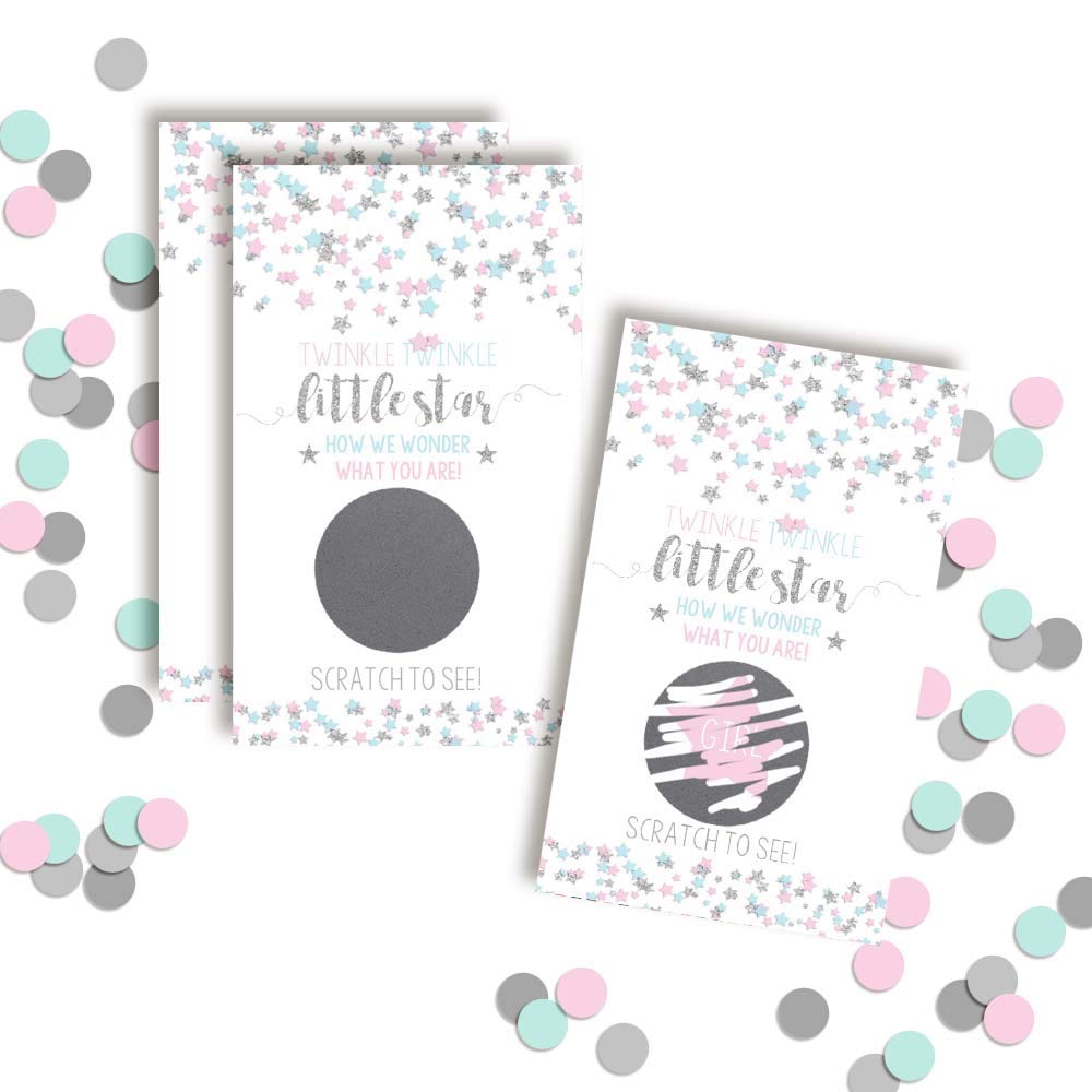 Twinkle Twinkle Little Star Gender Reveal Scratch Off Cards - 20 Pack (2