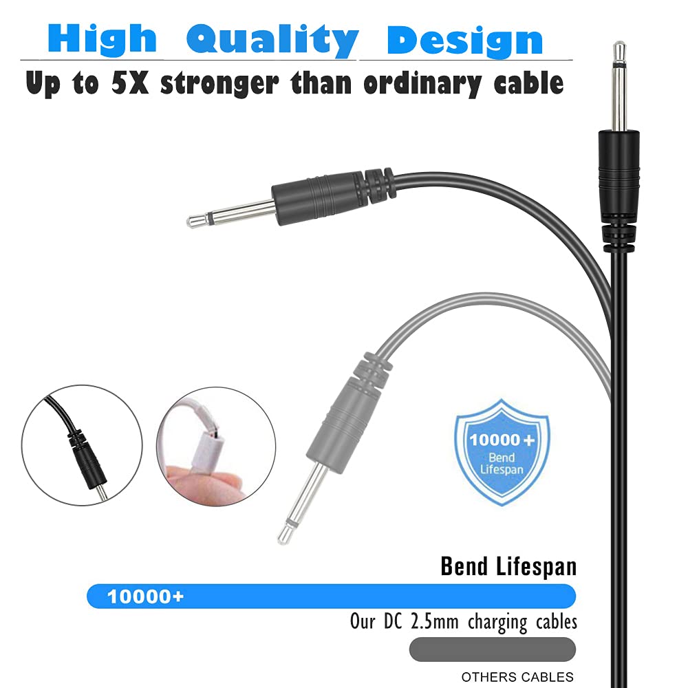 2 Pack 2.7ft USB to DC 2.5mm Fast Charging Cable - Replacement Power Cord Adapter for Cameras, GPS, Dash Cams & Portable Devices | High-Speed Charger Wire for Home, Office & Travel Use