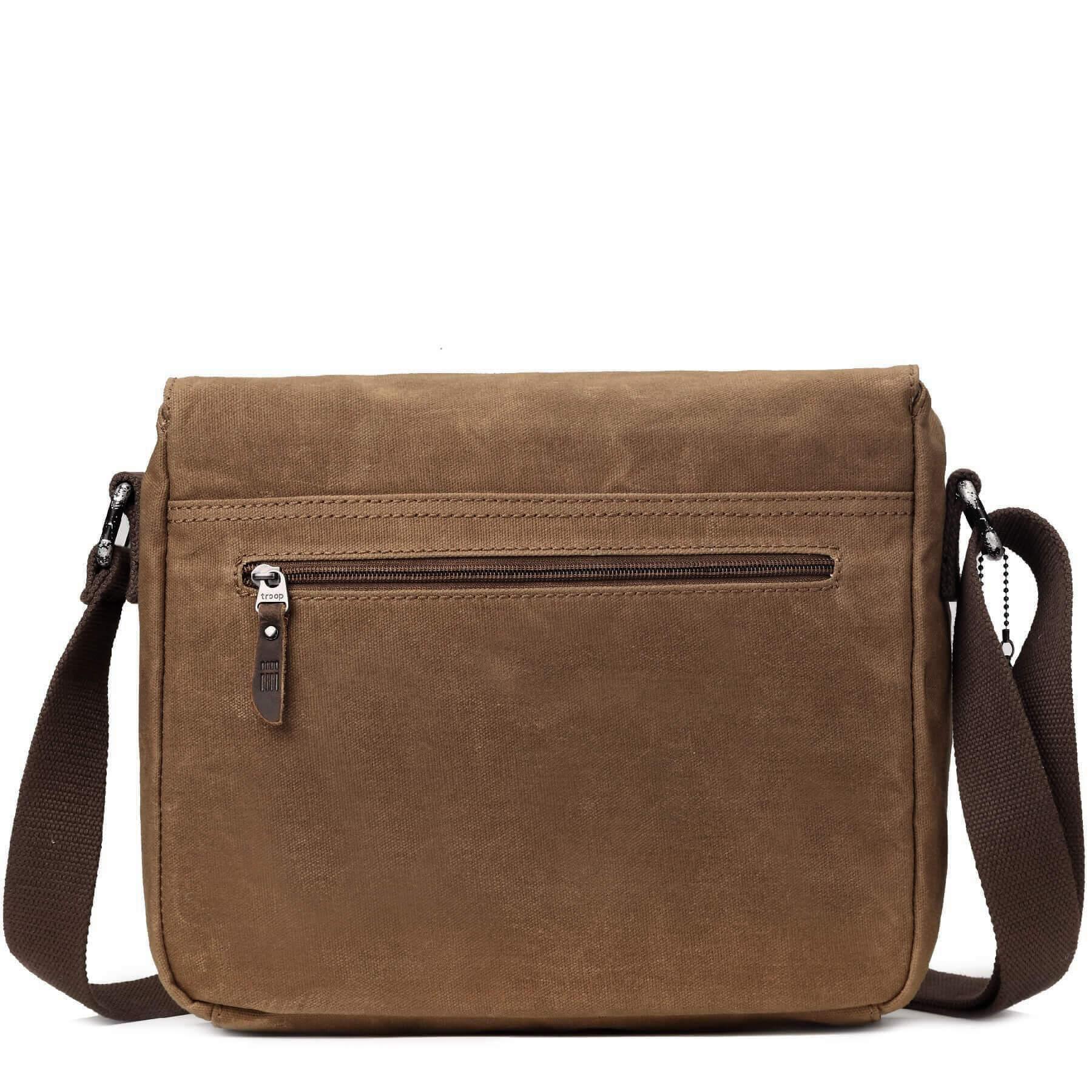 TRP0443 Troop London Heritage Canvas Leather Messenger Bag - Stylish Laptop & Tablet Friendly Travel Bag for Work, School & Daily Commute