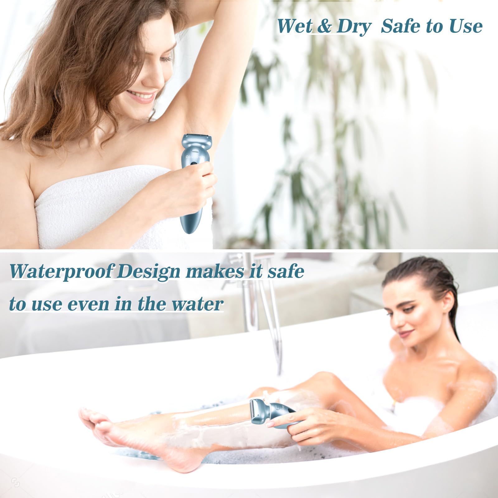 Best Electric Razor for Women - Rechargeable Wet/Dry Bikini & Legs Trimmer - Painless Cordless Shaver for Underarm & Pubic Hair with Detachable Head (Blue) - Perfect for Travel, Gym & Quick Hair Removal at Home