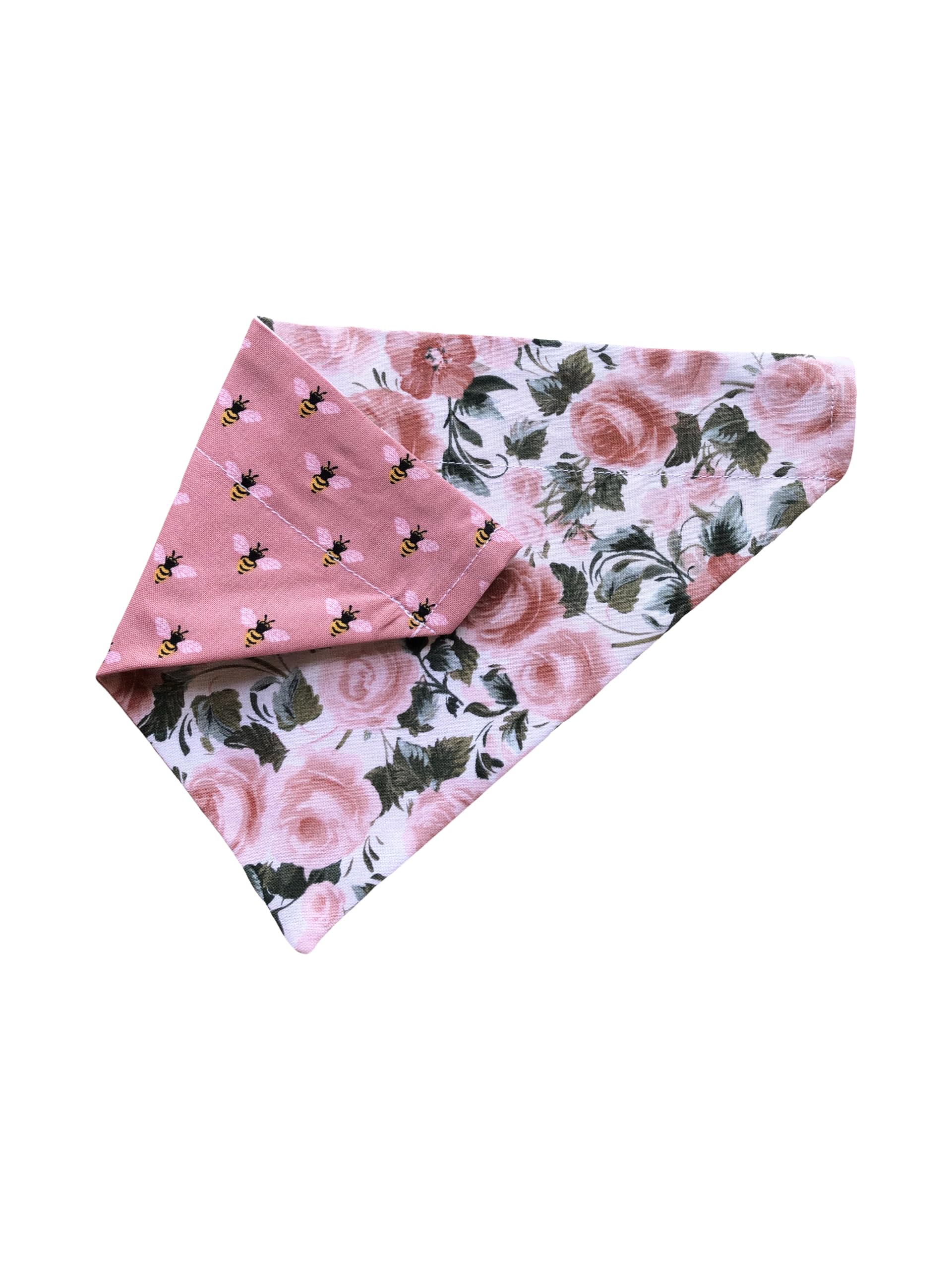 Floral Dog Bandana - Reversible Slip-On Summer Dog Bandana with Bees & Roses Pattern, Adjustable for Small Medium Large Dogs (L/XL) - Perfect for Outdoor Adventures, Beach Trips & Pet Photo Shoots