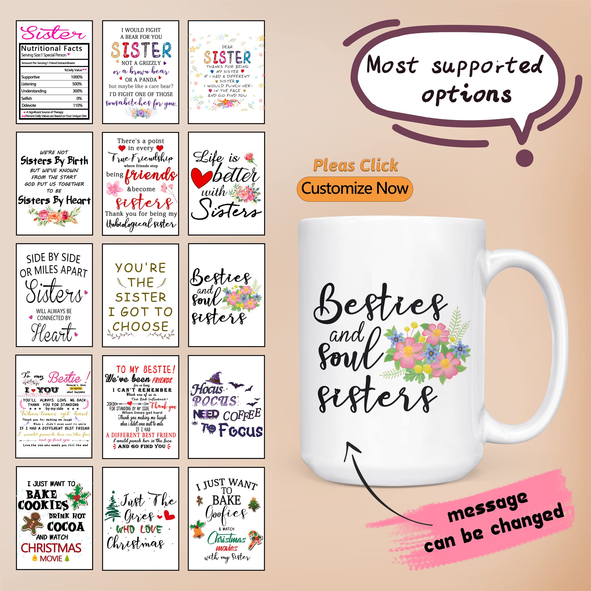 Personalized Sister Coffee Mug - Custom Birthday & Graduation Gift for Sister, Long Distance Friendship Gift for Women - Perfect for Coffee, Tea & Hot Drinks at Home or Office