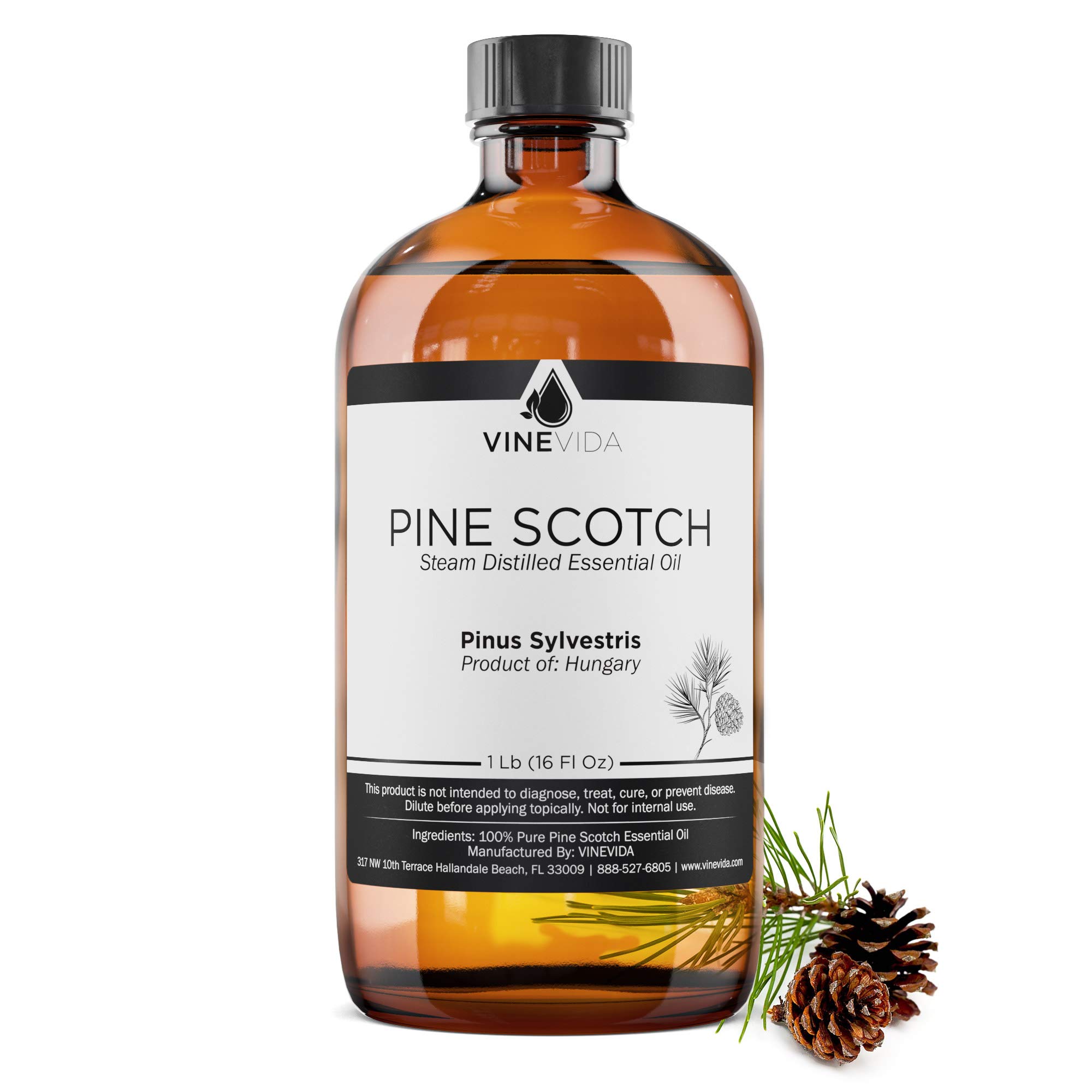Bulk 16 Oz Pine Scotch Essential Oil – 100% Pure Undiluted Pine Oil in Glass Bottle (1 Pound) for DIY Soaps, Candles, Diffusers & Aromatherapy – Premium Quality by VINEVIDA – Perfect for Home Spa, Relaxation & Natural Cleaning