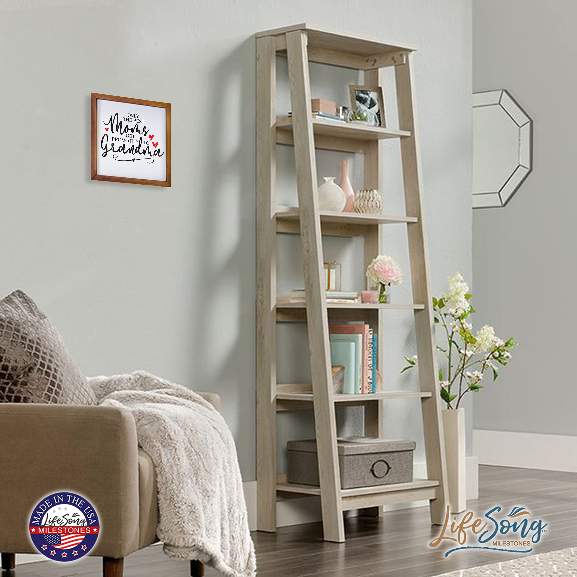 LifeSong Milestones Custom Inspirational Wooden Wall Art - 7x7 Framed Shadow Box with Modern Quotes, Perfect Gift for Moms (Walnut) - Ideal for Home Decor, Office Inspiration & Thoughtful Gifting