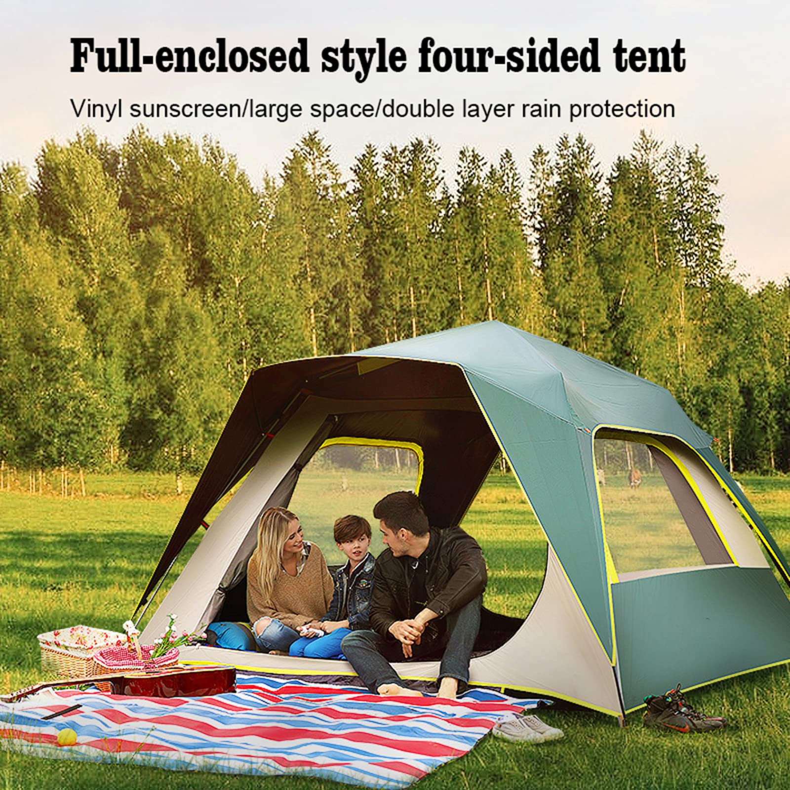 **3-4 Person Ultralight Waterproof Camping Tent - Easy Setup for Backpacking, Hiking & Outdoor Adventures | Perfect for Family Camping & Music Festivals**