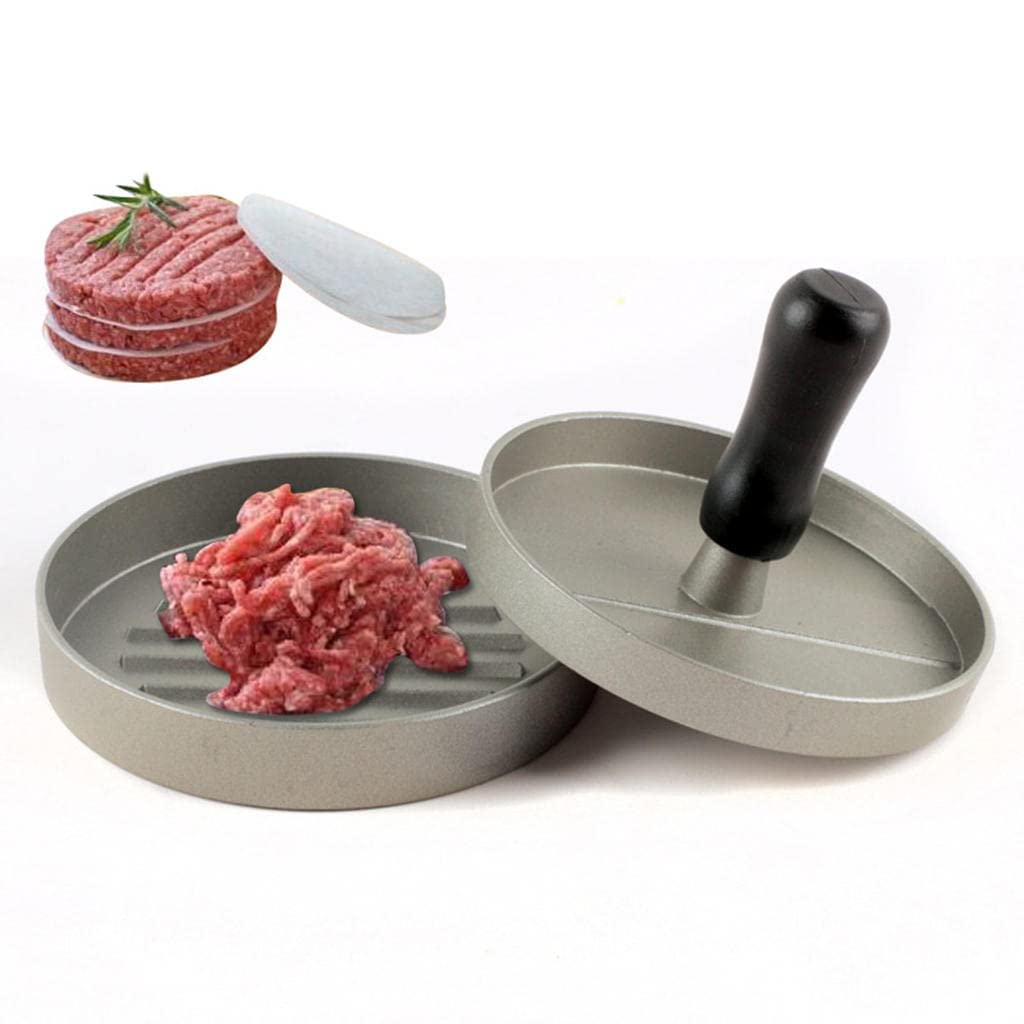 Stainless Steel Hamburger Press Maker - Heavy Duty Burger Patty Mould for Perfect Homemade Burgers - Ideal for Kitchen, Picnic, Outdoor BBQ & Backyard Grilling