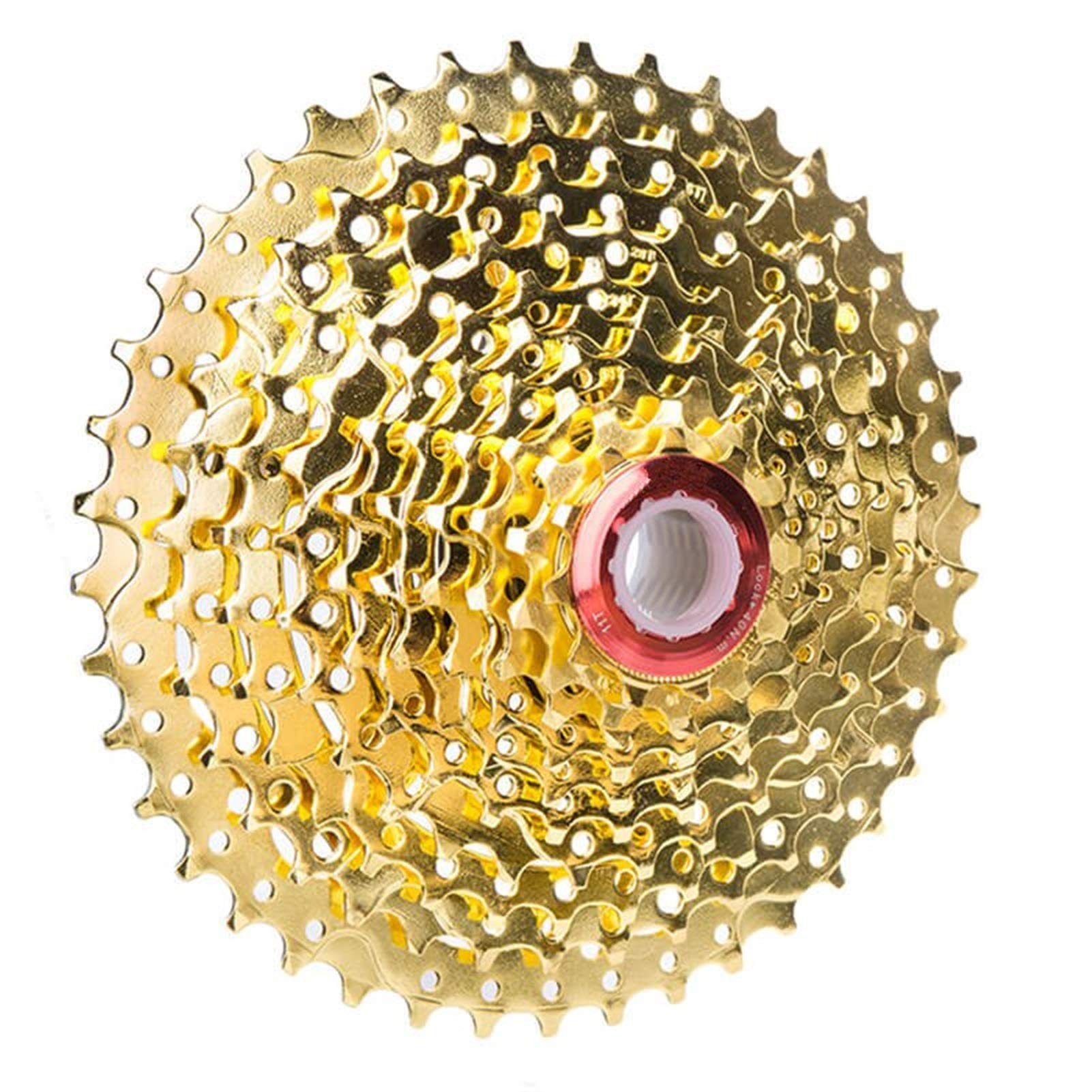 JMSM 10-Speed Bicycle Cassette 11-42T MTB Freewheel - Wide Ratio Golden Sprocket for Mountain Bike Parts | Perfect for Trail Riding, Commuting & Gear Upgrades