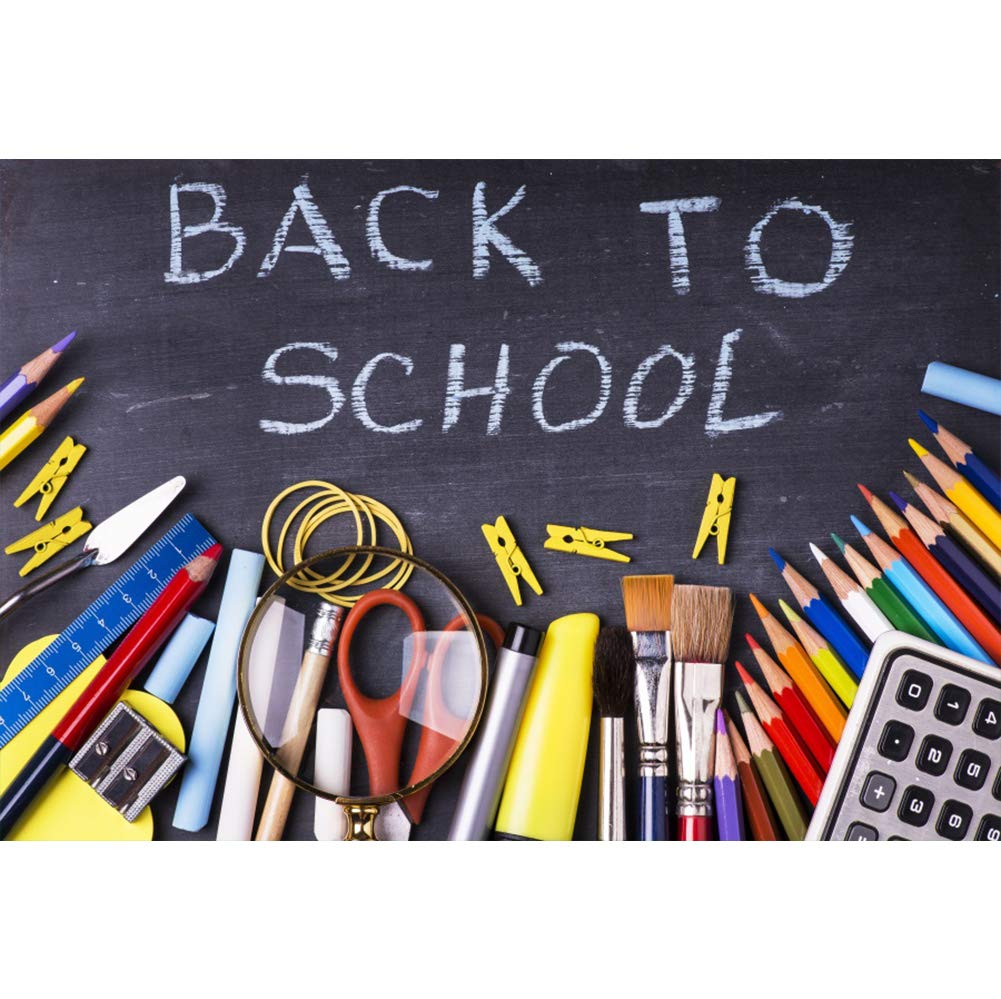 CSFOTO 5x3ft Back to School Photography Backdrop - Online Class Background with Paintbrush & Blackboard Design for Student Portraits, Arts Lessons, Homecoming Decor | Perfect for Studio Props, Classroom Wallpaper & Virtual Learning Scenes